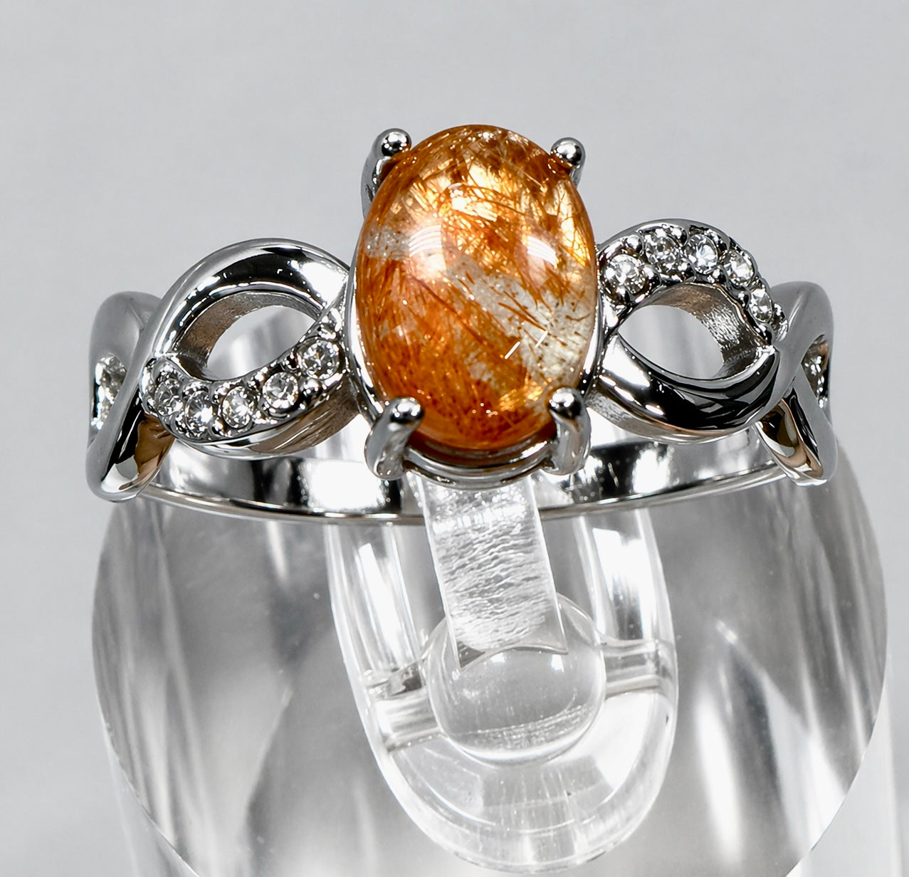 Wholesale Lot 7 pcs Natural Sunstone Stainless Steel Ring 6x8mm