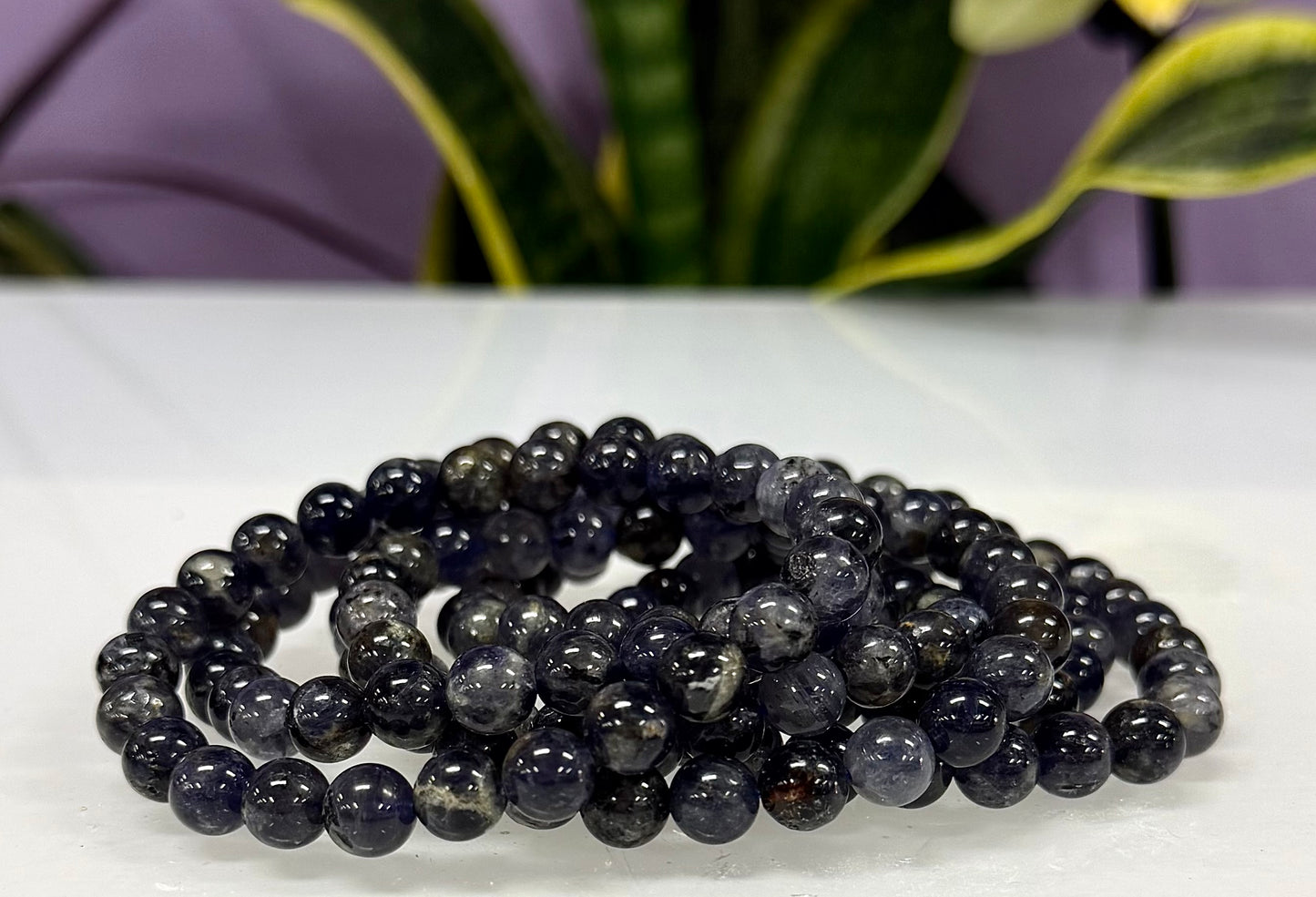 Wholesale Lot 6 Pcs Natural Iolite 8mm 7.5” Crystal Healing Stretch Bracelet