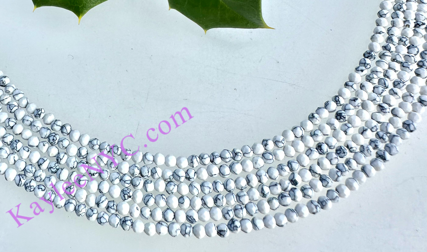 6 PCs 2mm Natural Howlite Necklaces
