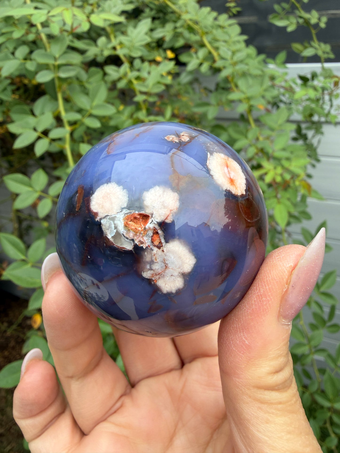 4pcs Blue Flower Agate Sphere Crystal Healing