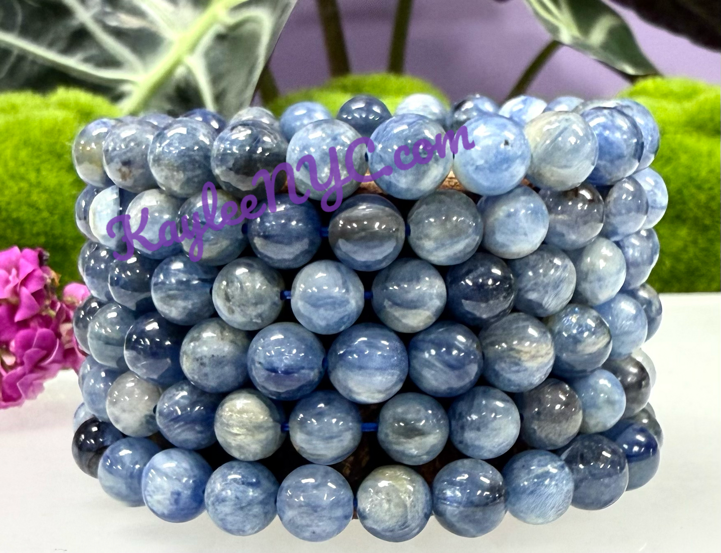 LWholesale lot 6 Pcs Natural Blue Kyanite 8mm 7.5” Crystal Healing Stretch Bracelet