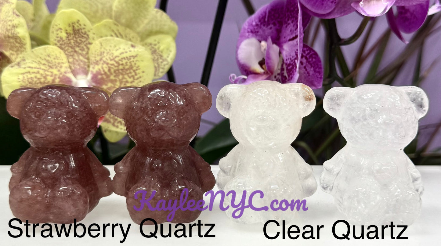 8 PCs Natural Crystals Teddy Bears healing energy