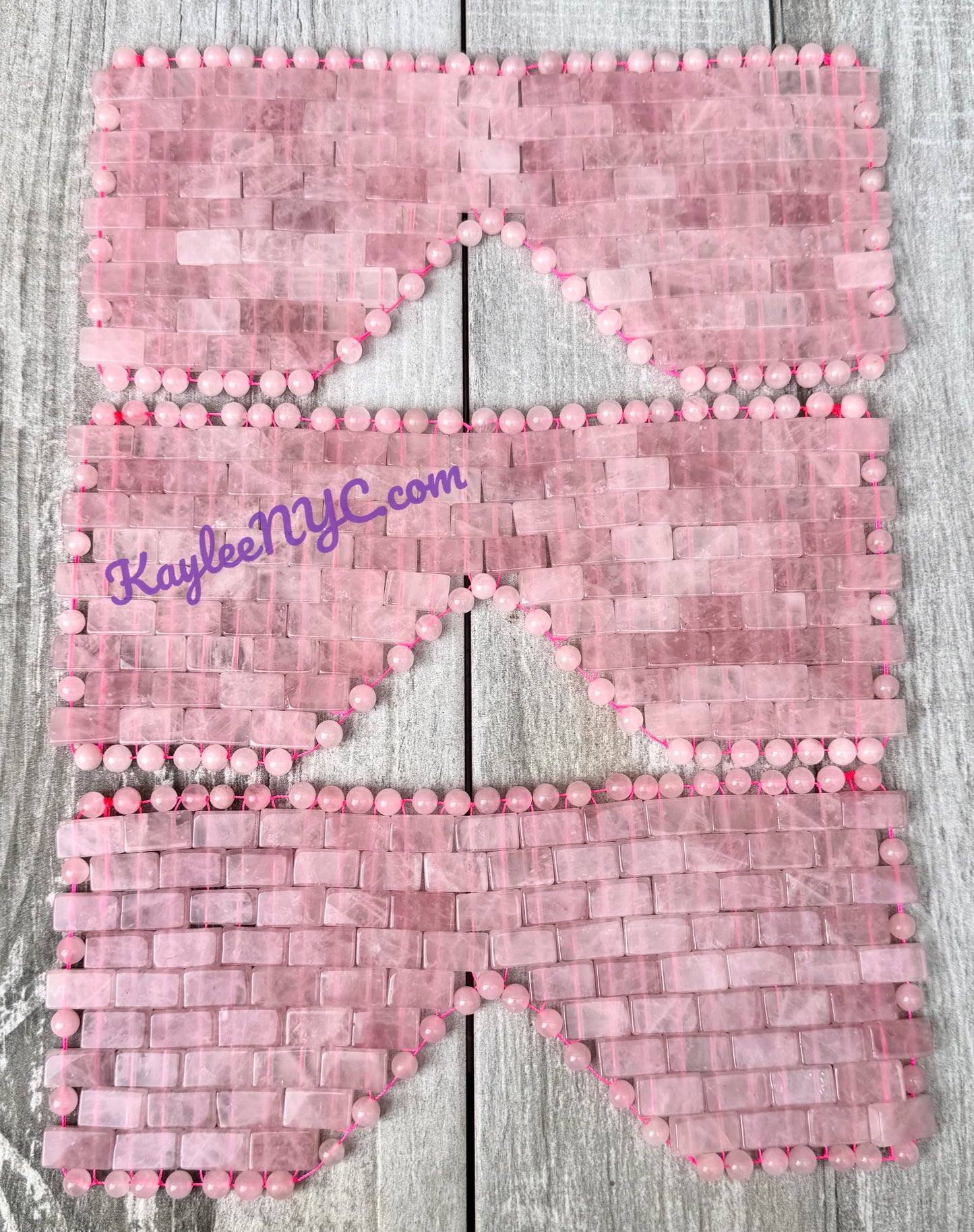 3 PCs Natural Rose Quartz Eye Mask Crystal