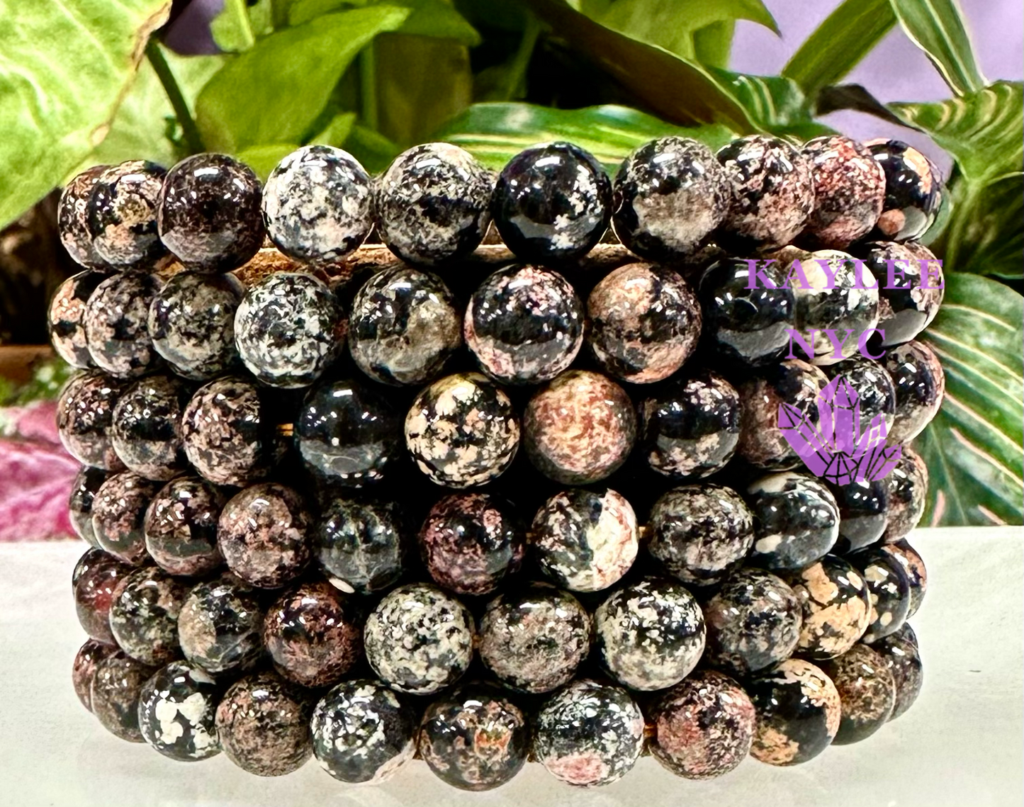 6 PCs Firework Obsidian Stretch Bracelet