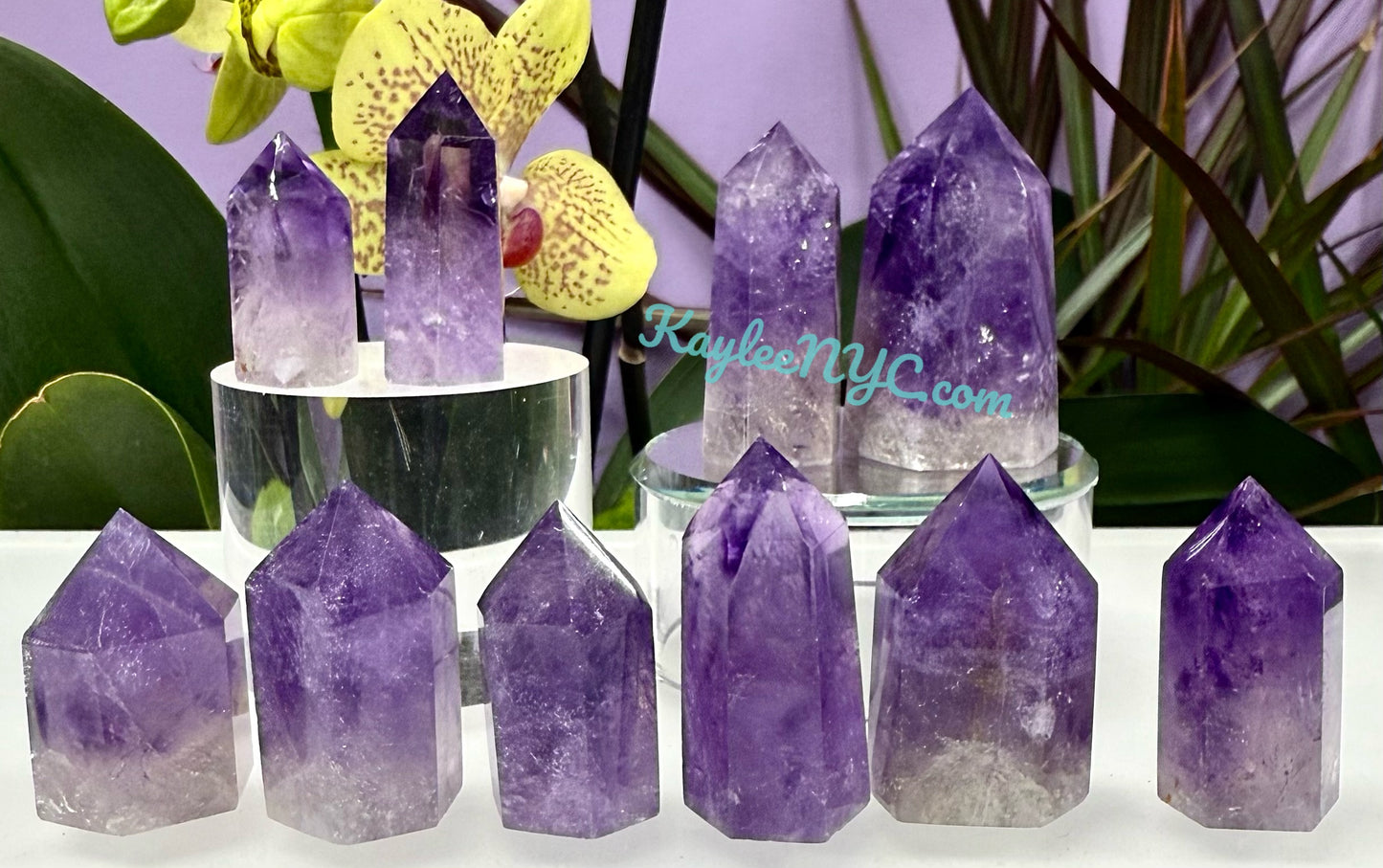 Wholesale Lot 0.5 Lb Amethyst Obelisk Tower Point Crystal Natural Energy Healing