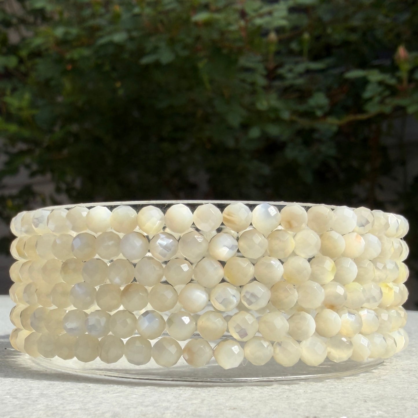 Wholesale 6 Pcs 4mm Faceted Mother of Pearl Stretch Bracelet 7.5"