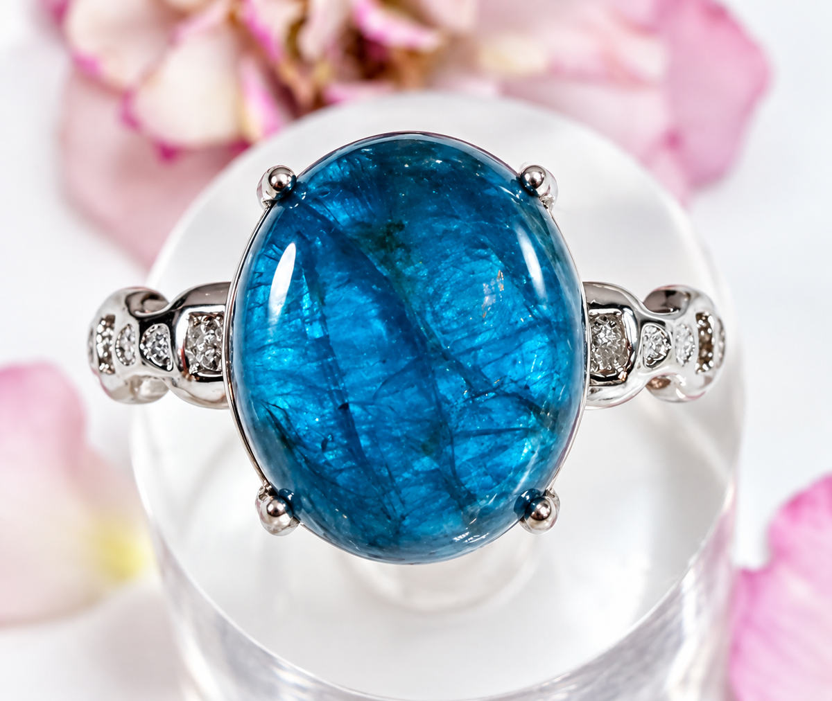 Wholesale Lot 7 pcs Natural Apatite Stainless Steel Ring 10x12mm