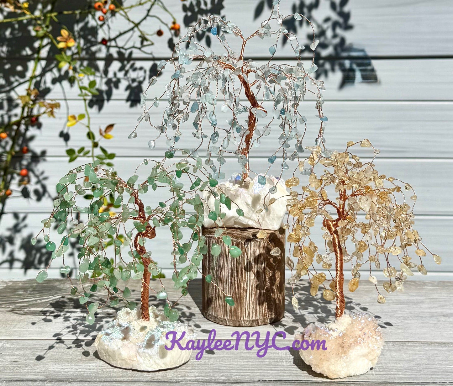 Wholesale Lot 3 Pcs Weeping Willow Tree with Angel Aura Base Crystal Healing Energy