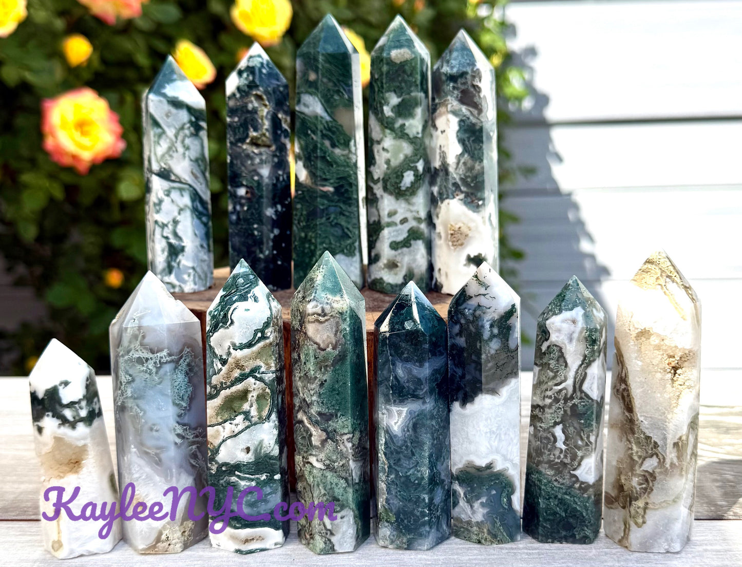 Wholesale Lot 2 Lb Natural Moss Agate Obelisk Tower Point Crystal Healing