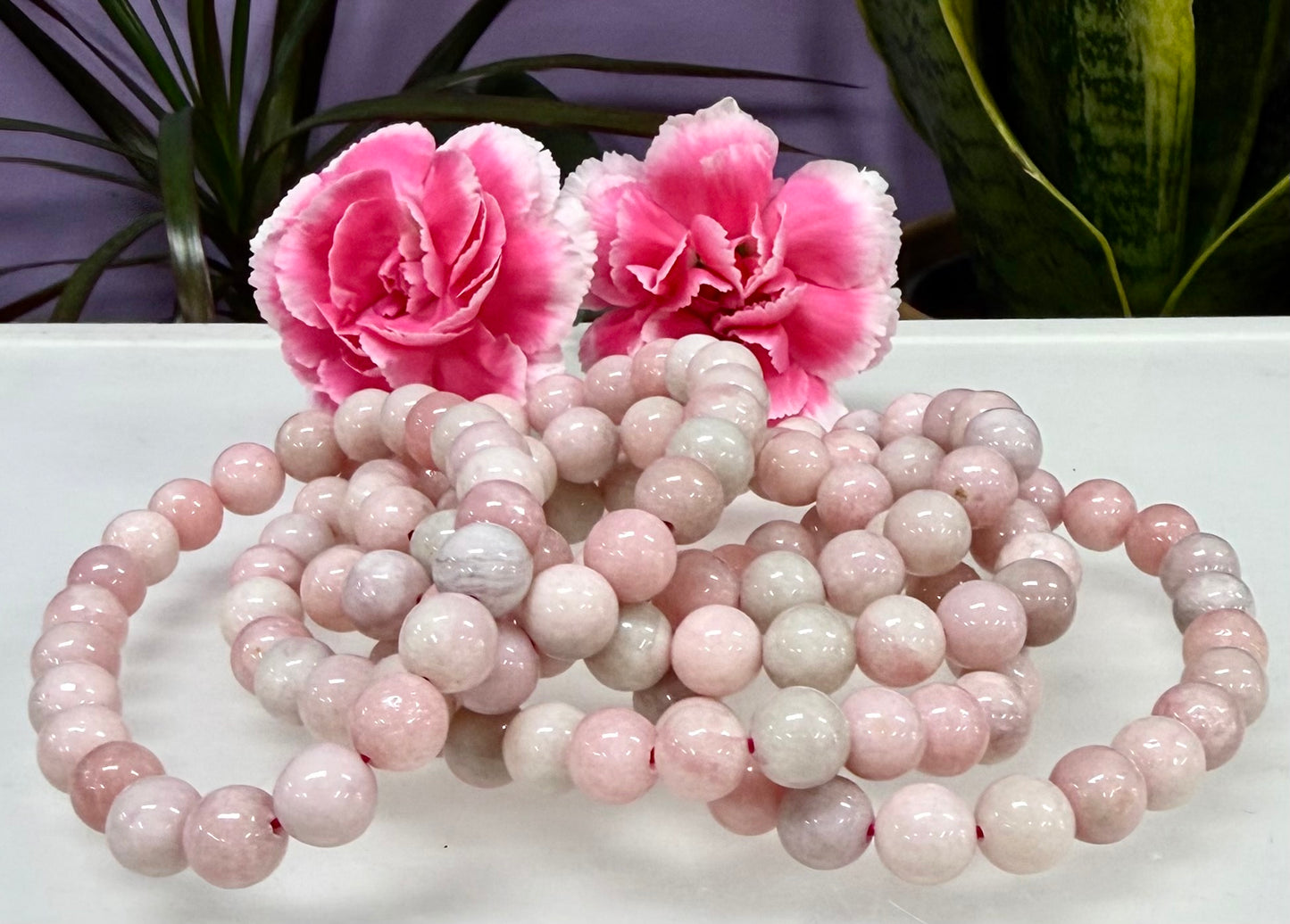 Wholesale 6 Pcs Natural Pink Opal 8mm 7.5” Stretch Bracelet Crystal Healing Energy