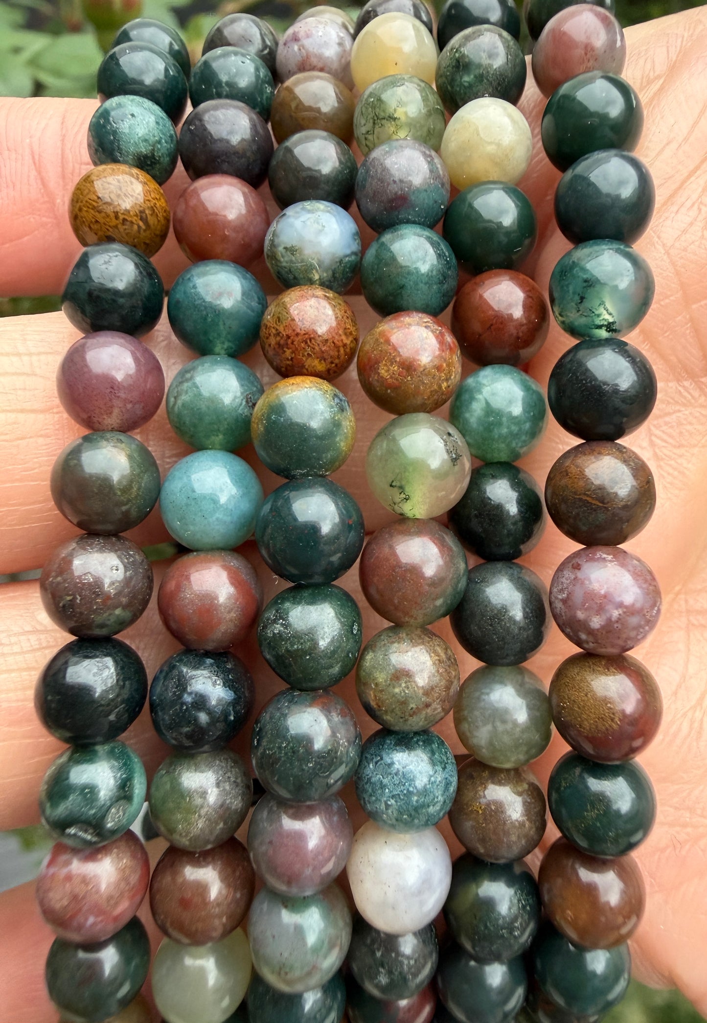 Wholesale 6 Pcs Natural Indian Moss Agate 6mm 7.5” Crystal Healing Stretch Bracelet