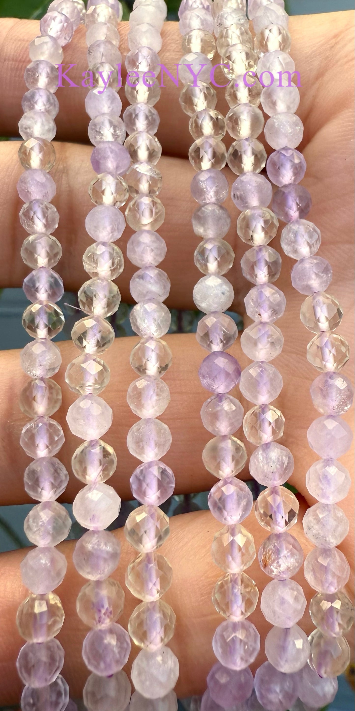 Wholesale Lot 6 Pcs Natural Ametrine 4mm Faceted 7.5” Crystal Healing Stretch Bracelet