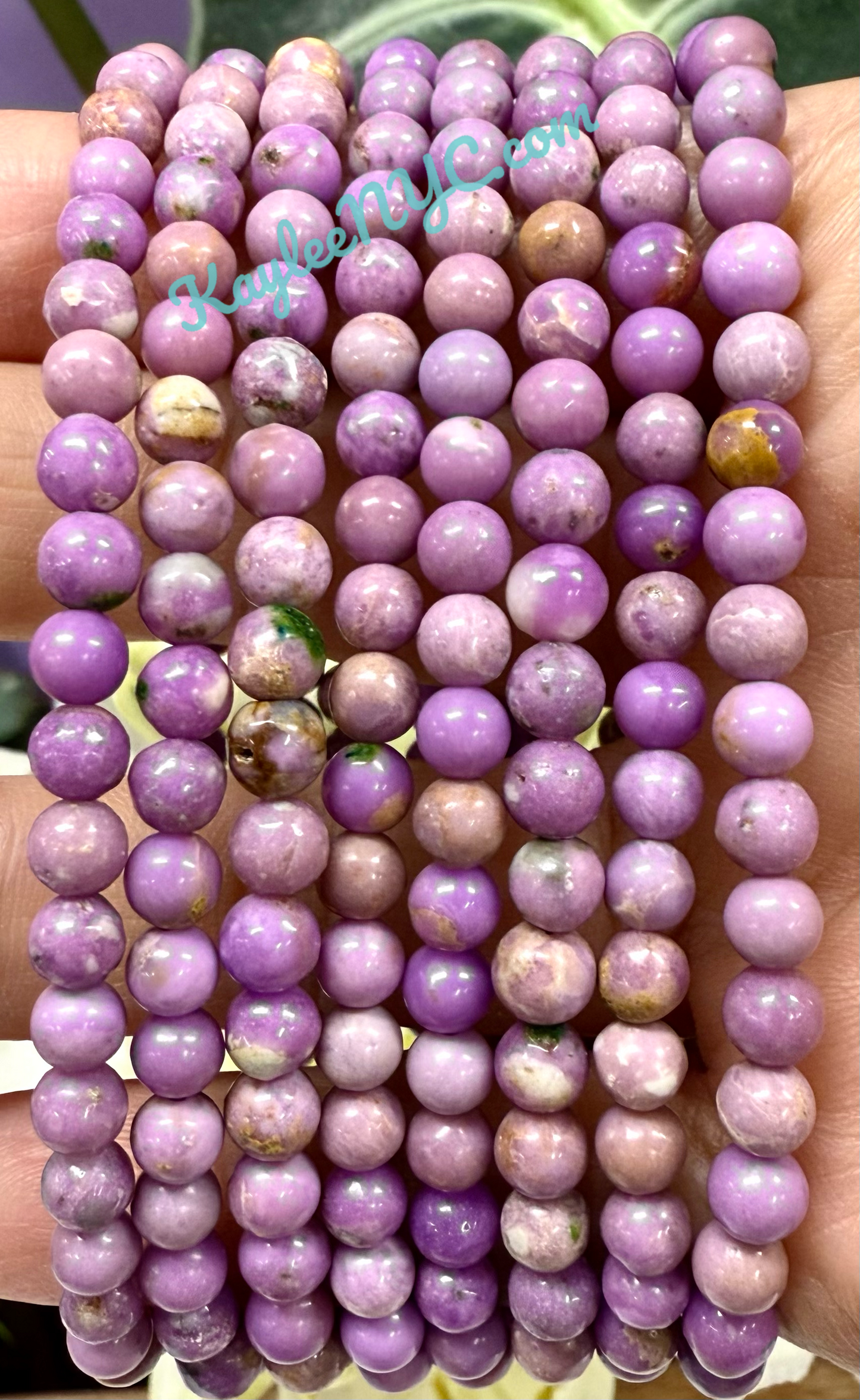 6 PCs Natural Phosphosiderite 5mm 7.5” Stretch Bracelet