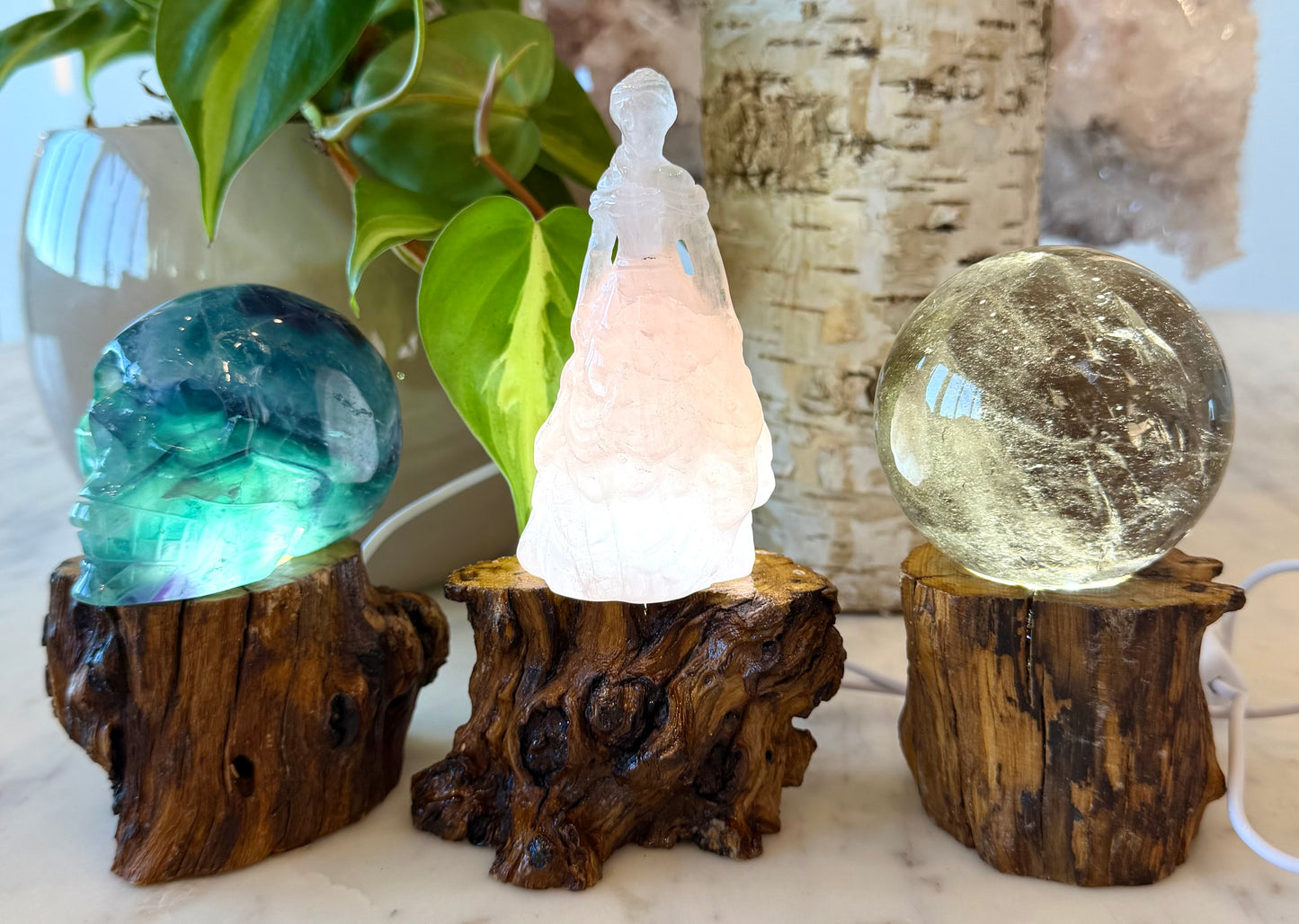 8 pcs PCs USB powered Wooden LED light stand Healing Energy