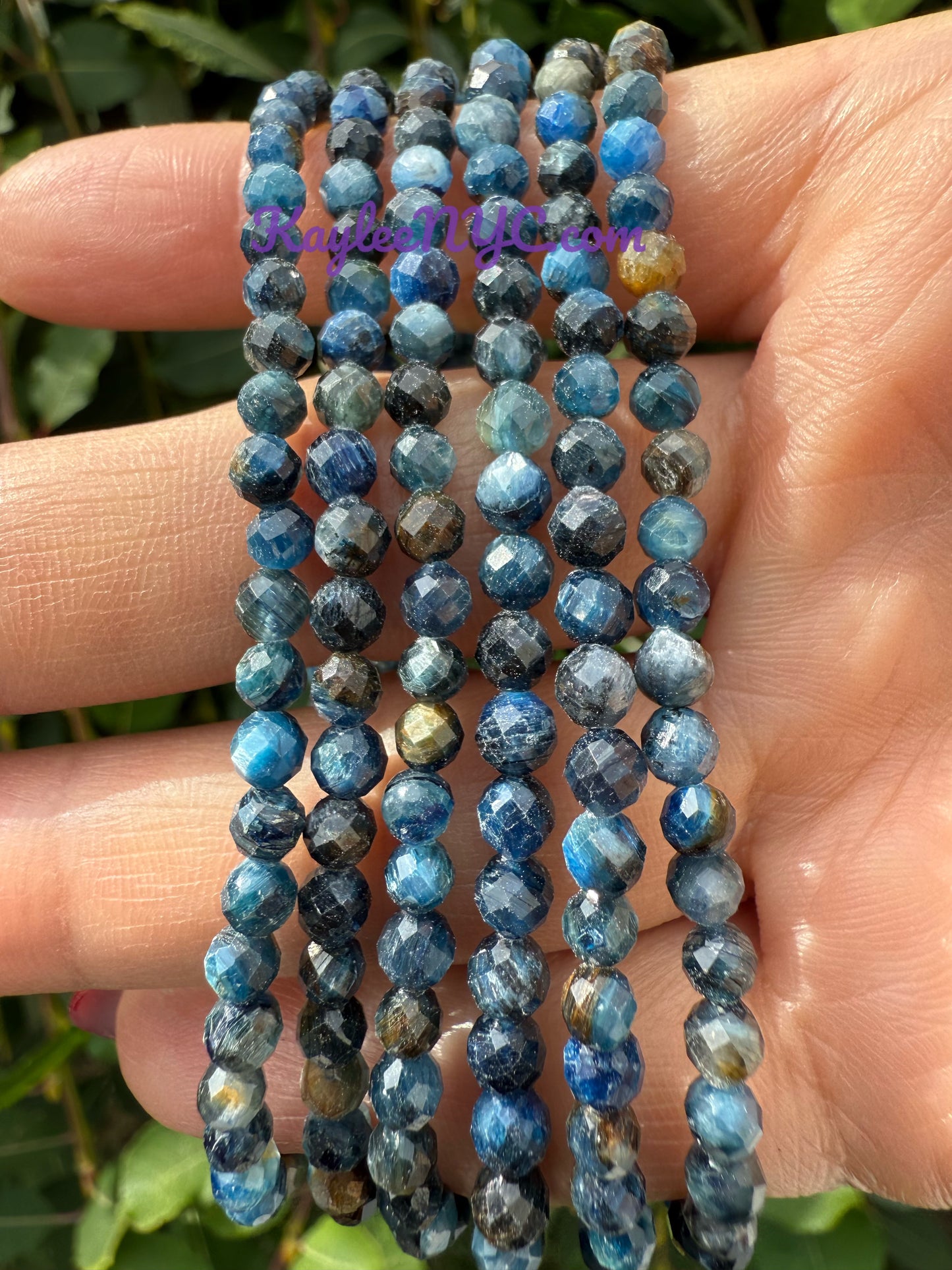 Wholesale Lot 6 Pcs Natural Blue Kyanite 4mm Faceted 7.5” Crystal Healing Stretch Bracelet