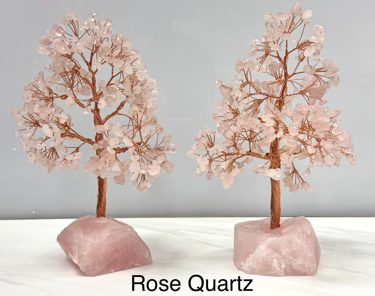 Wholesale Lot 5 Pcs Natural Crystal Tree with Rose Quartz Crystal Base Copper Wire