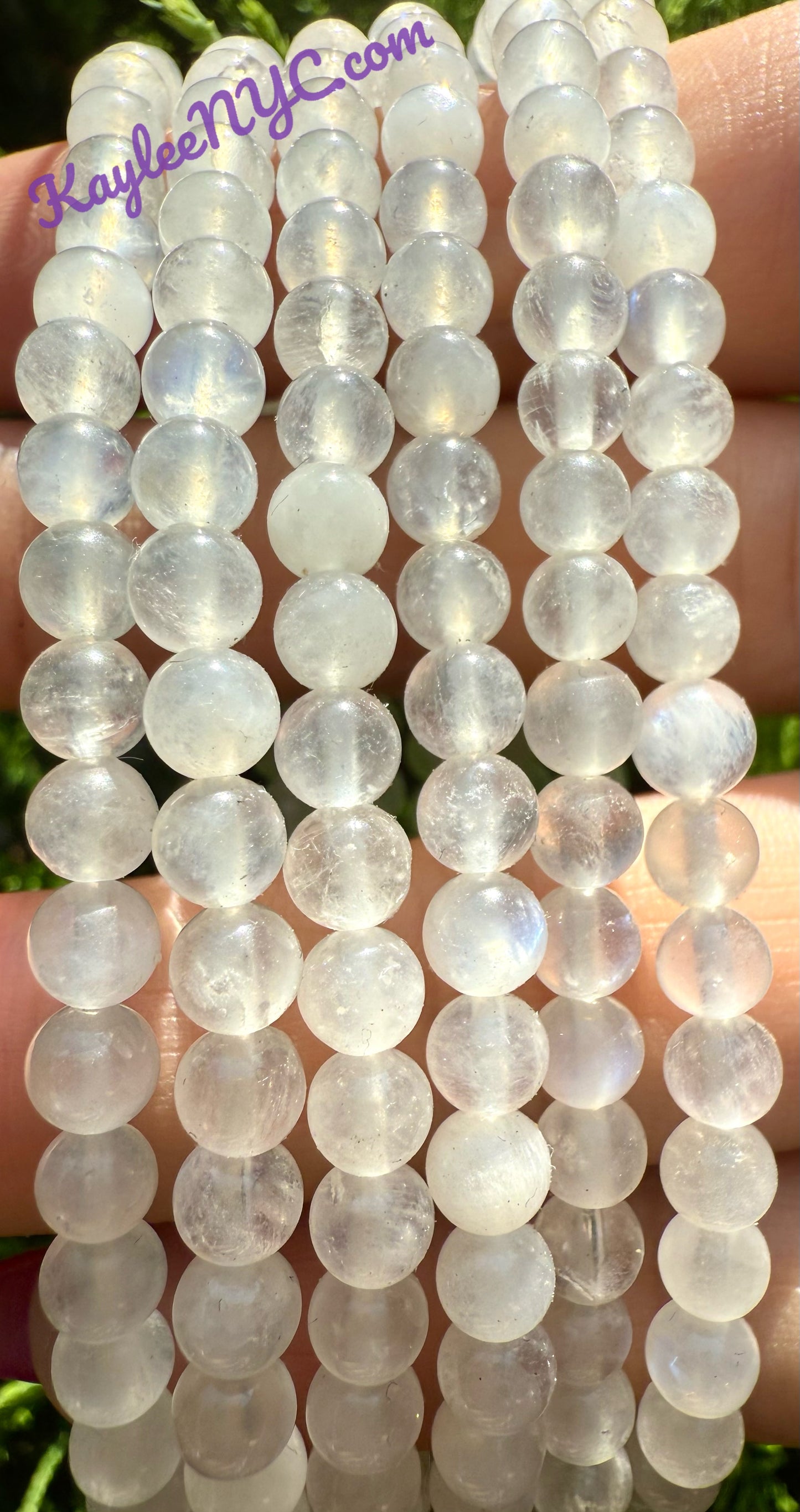 Wholesale Lot 6 Pcs Natural Moonstone 4mm 7.5” Crystal Healing Stretch Bracelet