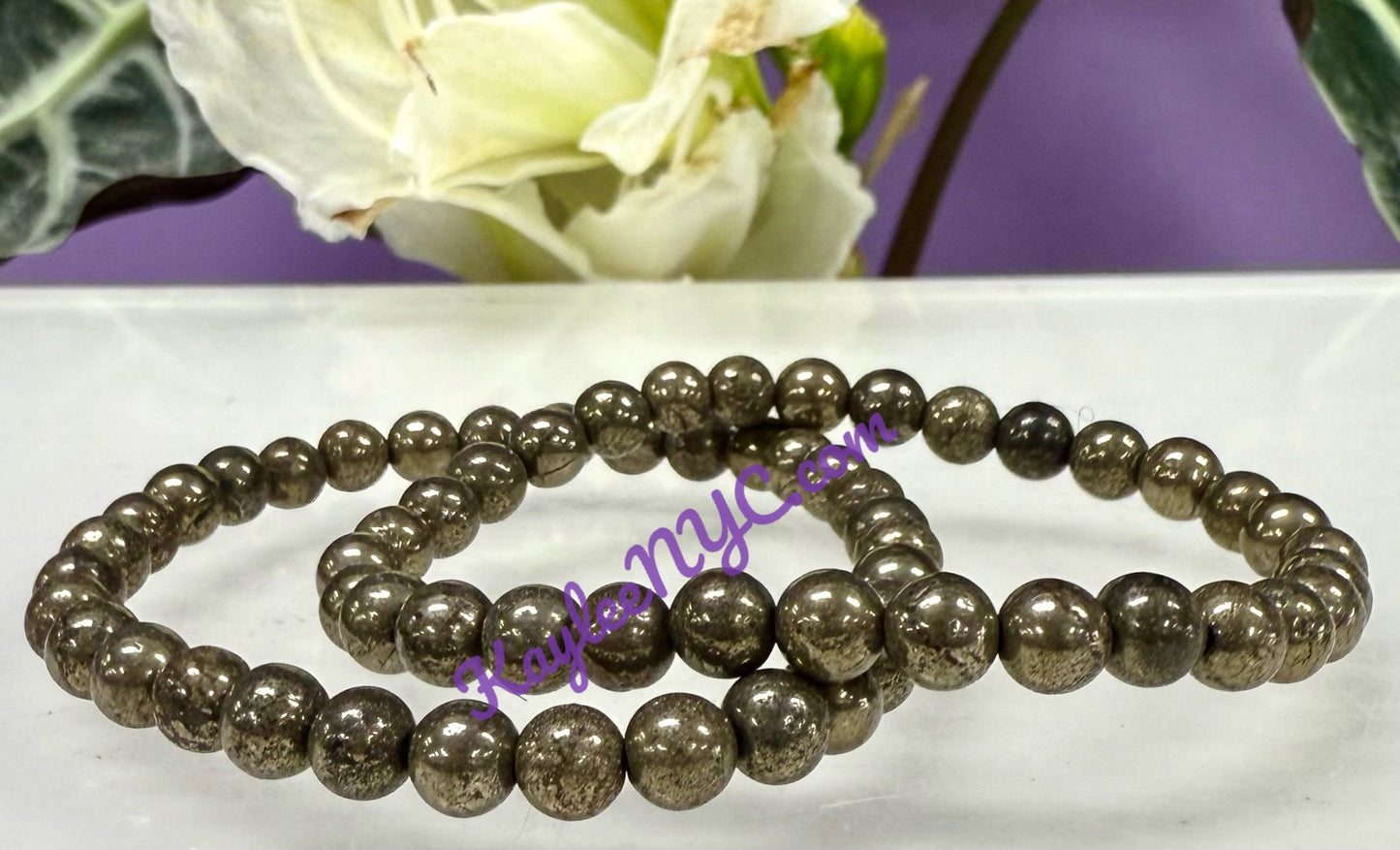 Wholesale 6 Pcs Natural Pyrite 6mm 7.5” Crystal Healing Stretch Bracelet