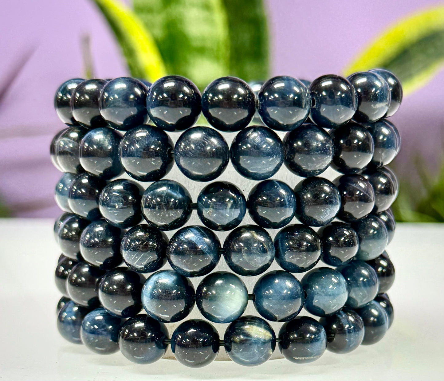 Wholesale Lot 6 Pcs Natural Blue Tiger Eye 10mm 8” Stretch Bracelet