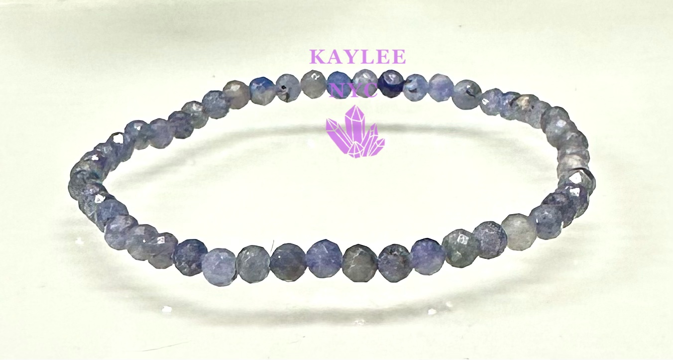 6 PCs 4.5mm Natural Tanzanite Faceted stretch bracelet 7.5”