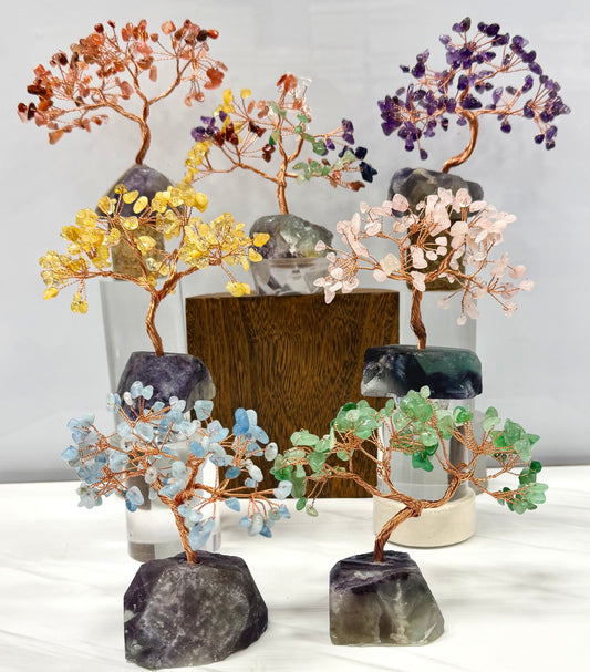 Wholesale Lot 7Pcs Bonsai Tree with Fluorite Crystal Base