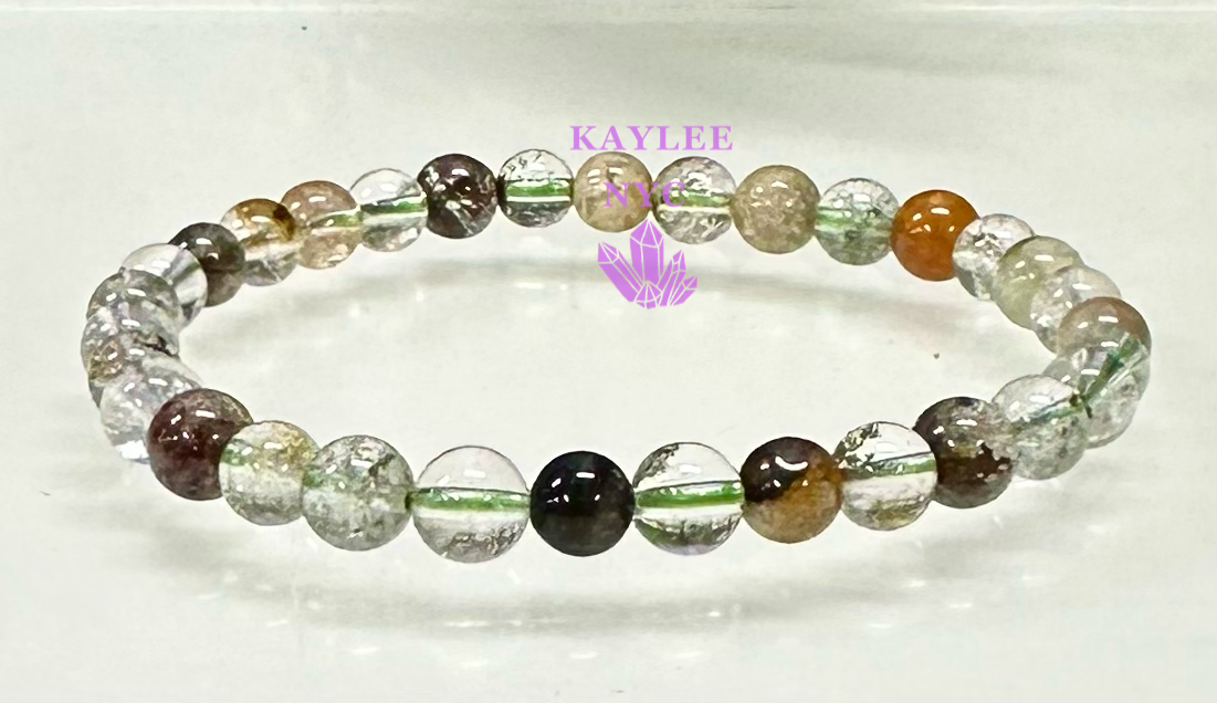 6pcs 6mm Natural Garden Quartz Stretch Bracelet 7.5”