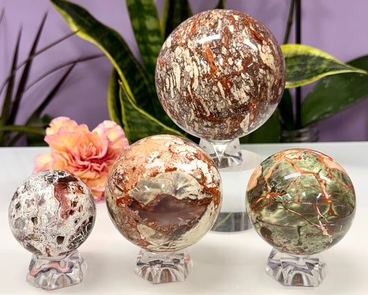 Wholesale Lot 3-4 Pcs Natural Money Agate Sphere Crystal Ball 2.8-3lbs Healing Energy