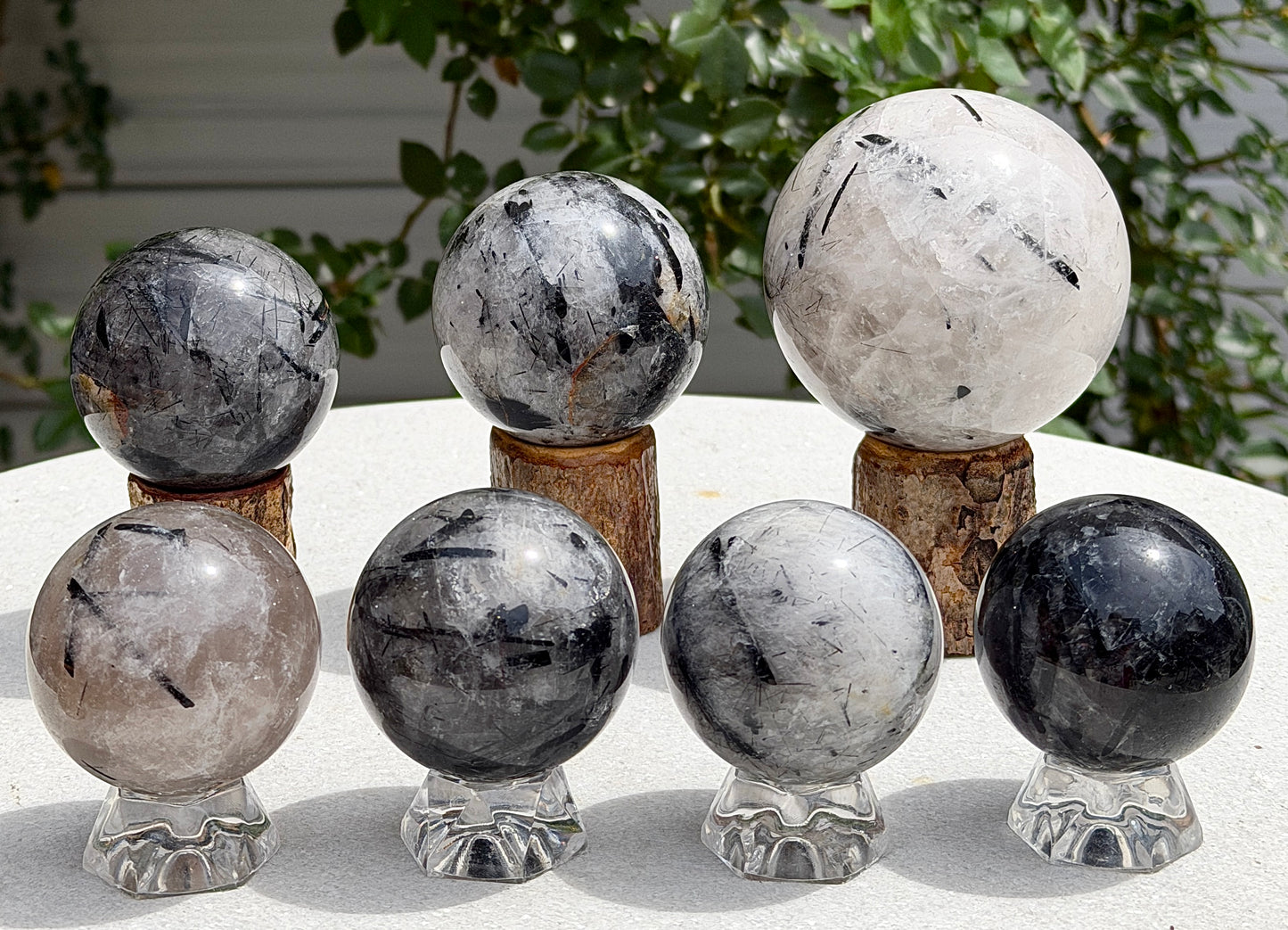 7-9 PCs Natural Tourmalinated Quartz Sphere