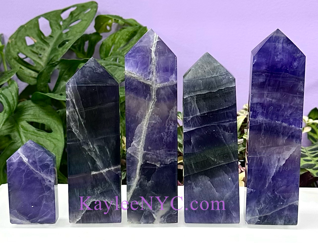 Wholesale Lot 5 pcs Large Natural Purple Fluorite Obelisk Tower Point Crystal Healing Energy