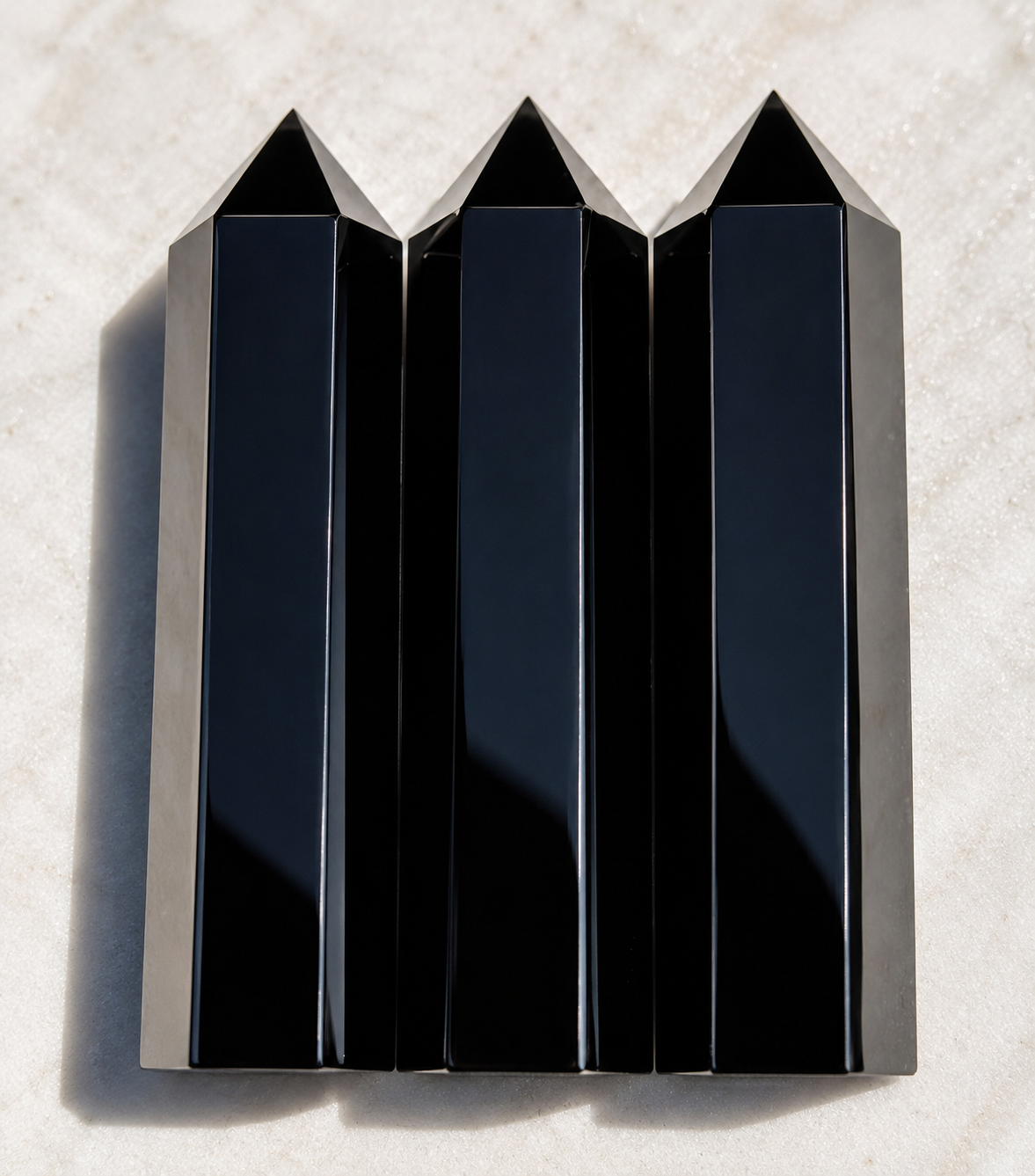 3 PCs large Black Obsidian Obelisk Tower Obelisk 4.4-4.7 lbs