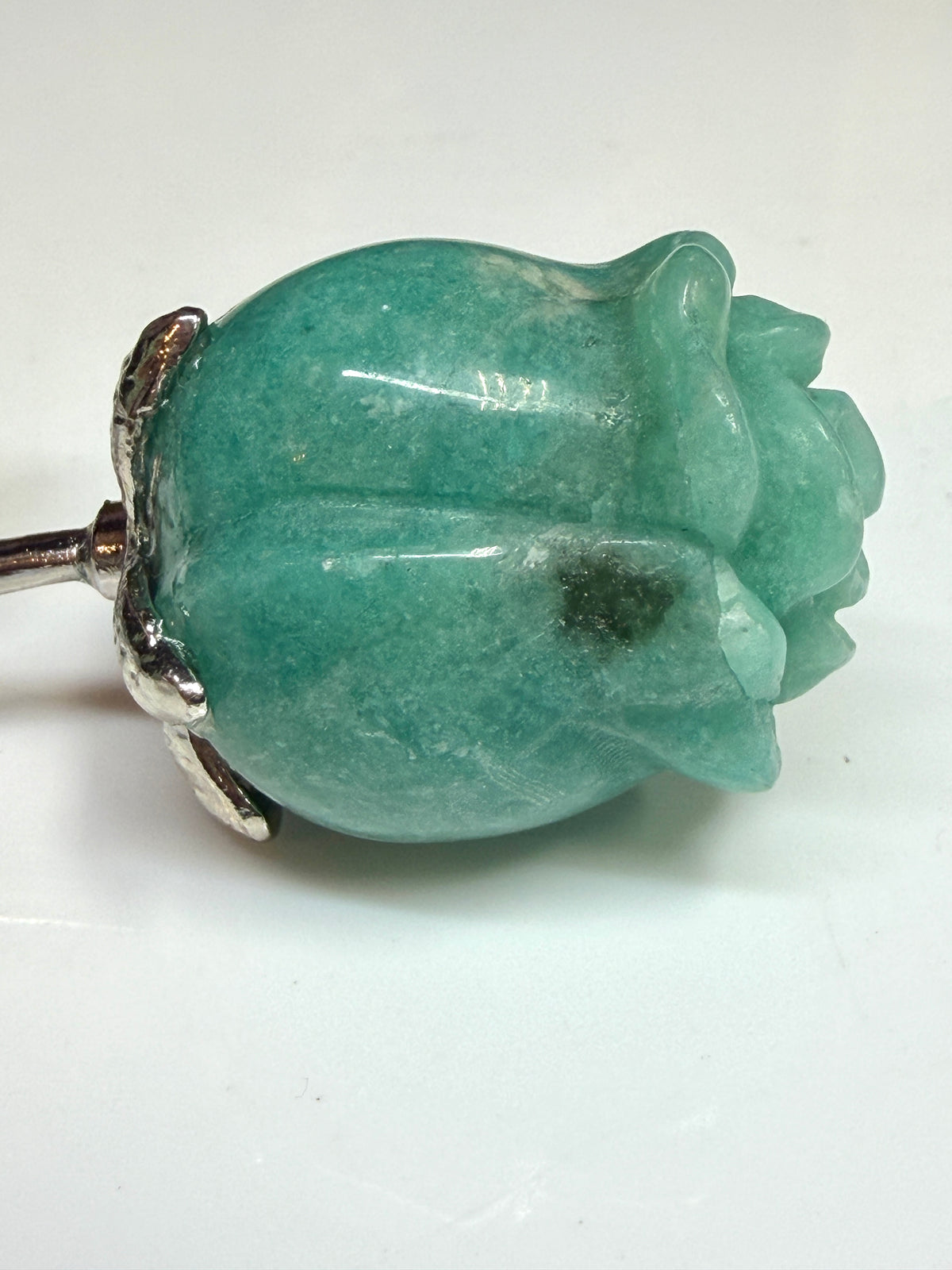 12 PCs Amazonite Rose with Rhodium Metal Stem Natural Crystal Healing Energy