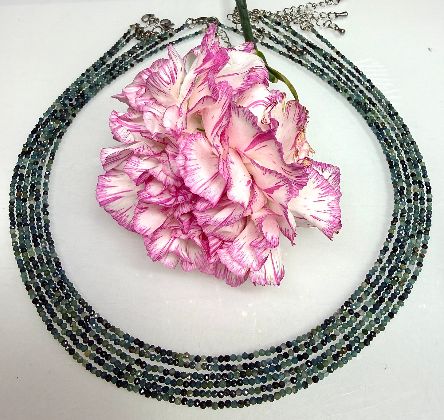 6 PCs 2mm Natural Blue Tourmaline Necklaces