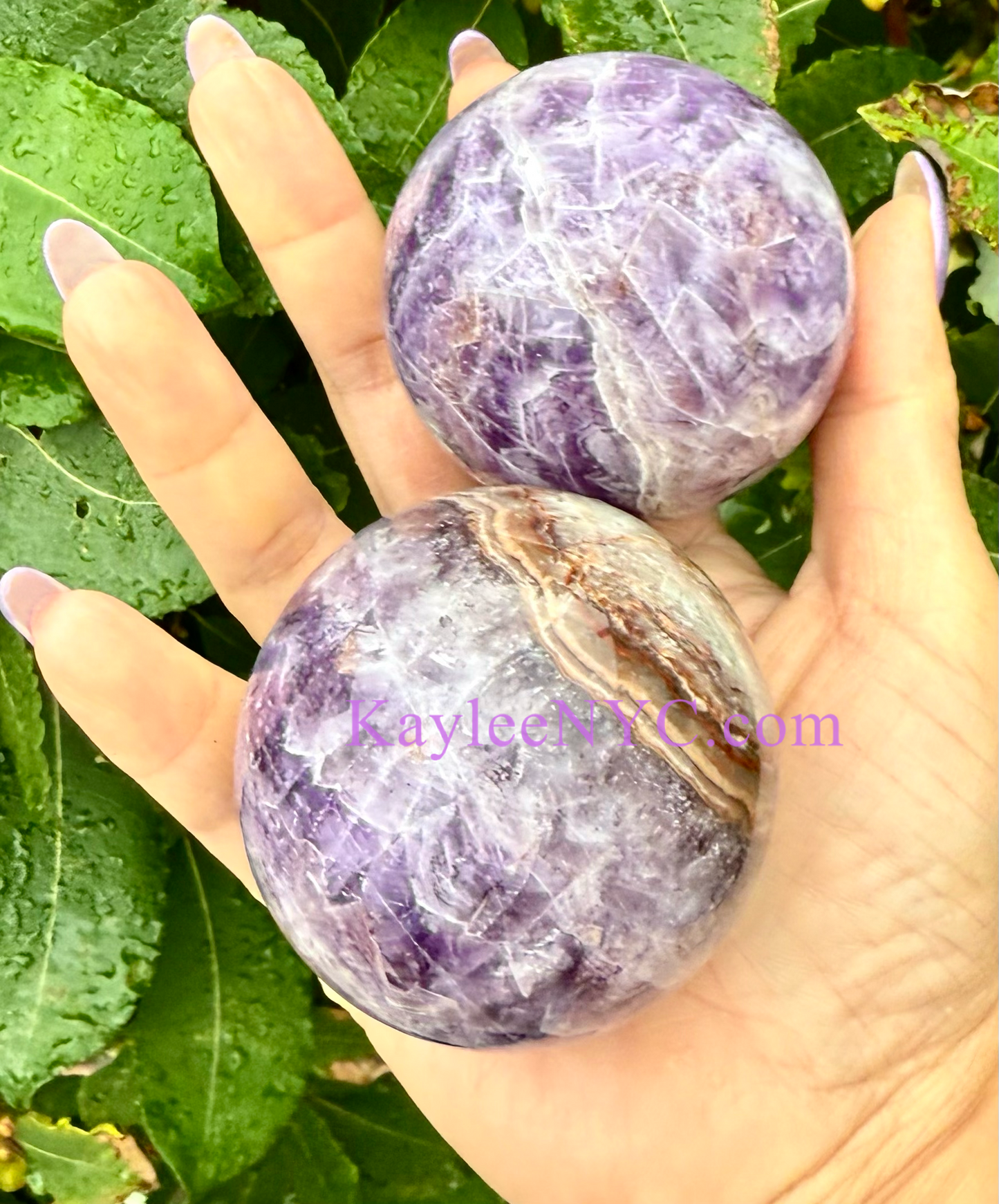 5 PCs Natural Amethyst Lace Agate Sphere Healing Energy