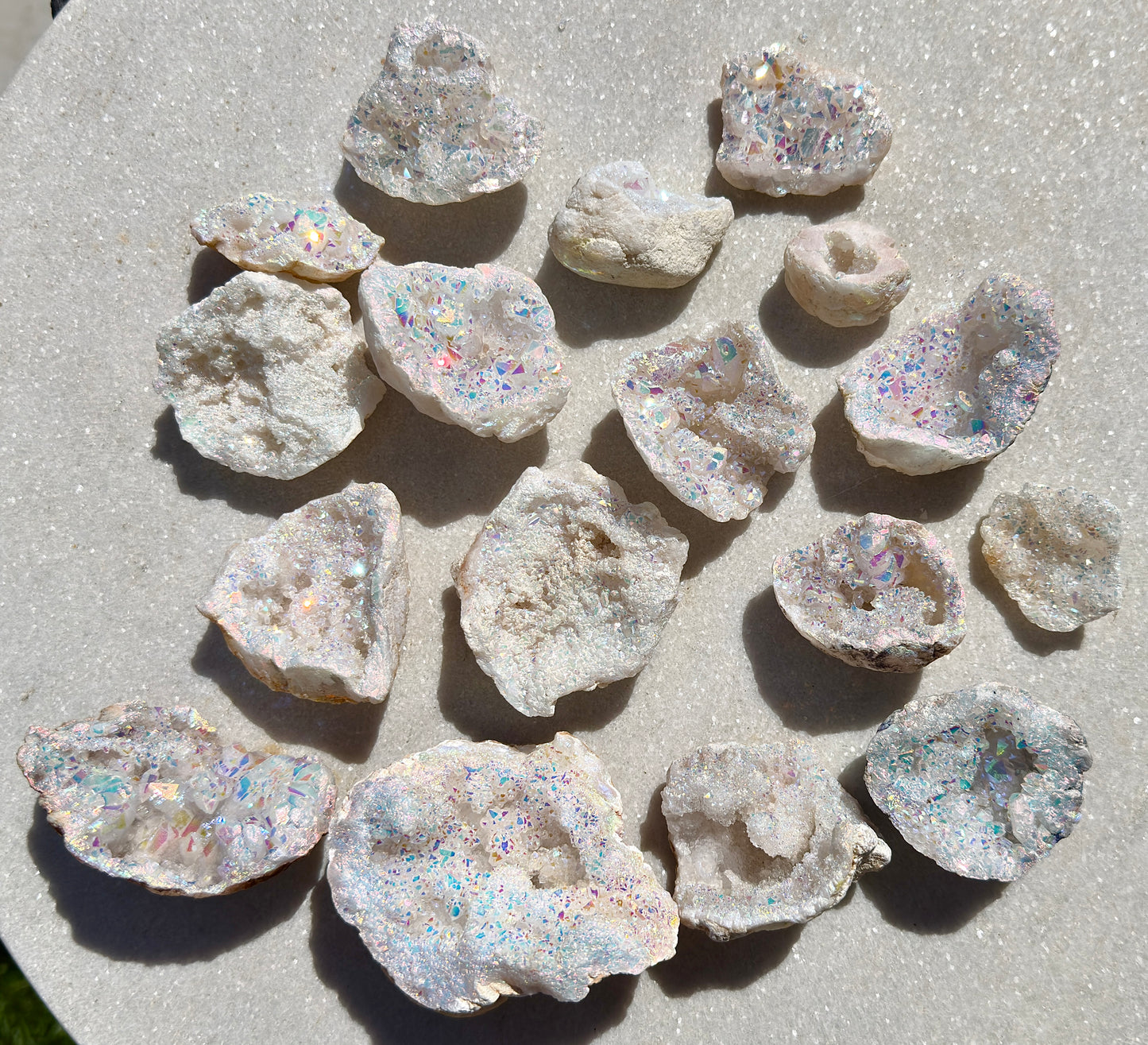 Wholesale Lot 2 Lb Angel Aura White Druzy Quartz Geode Crystal Healing Energy