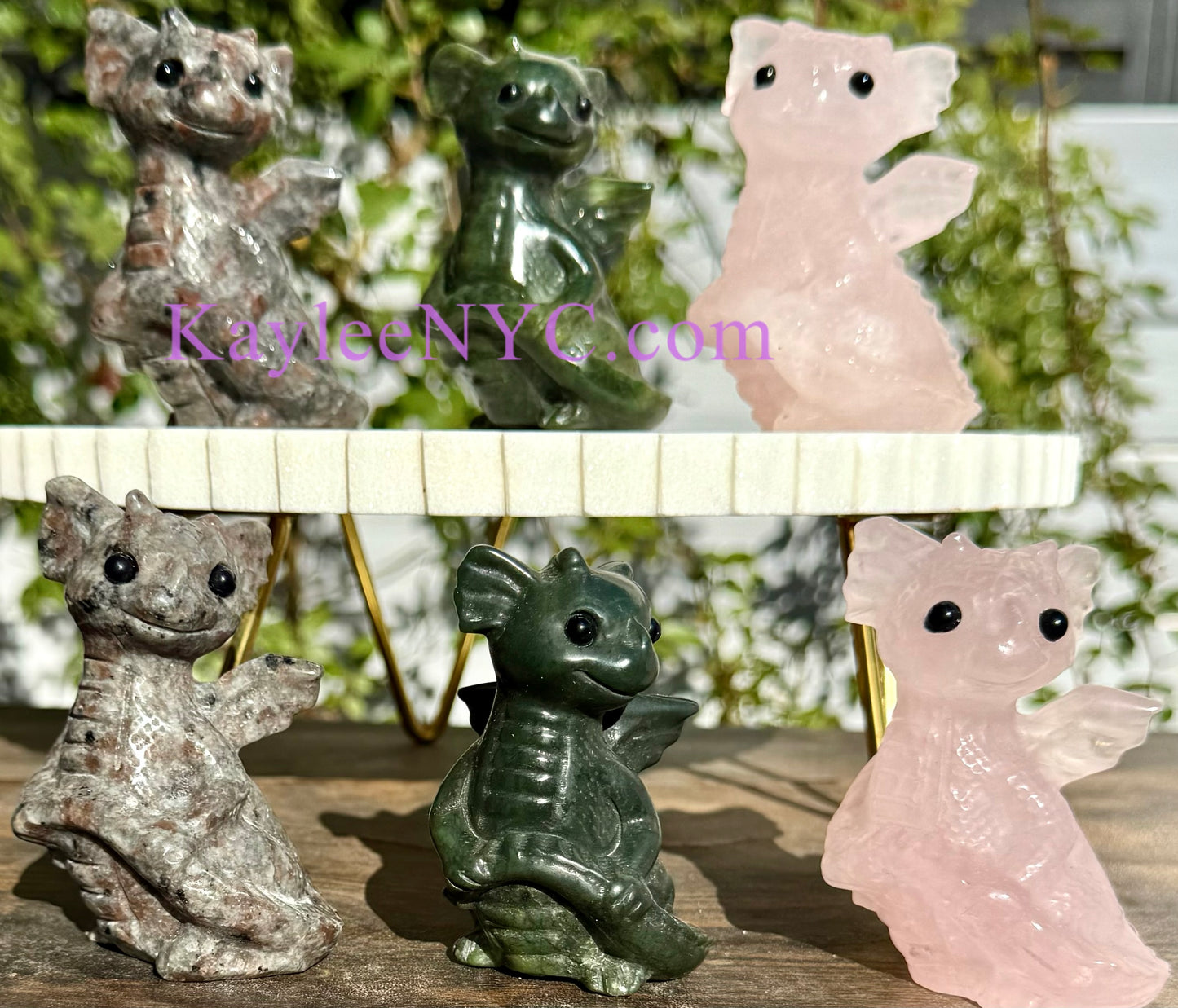 6 PCs 7.5cm Natural Crystal Dragon Carving