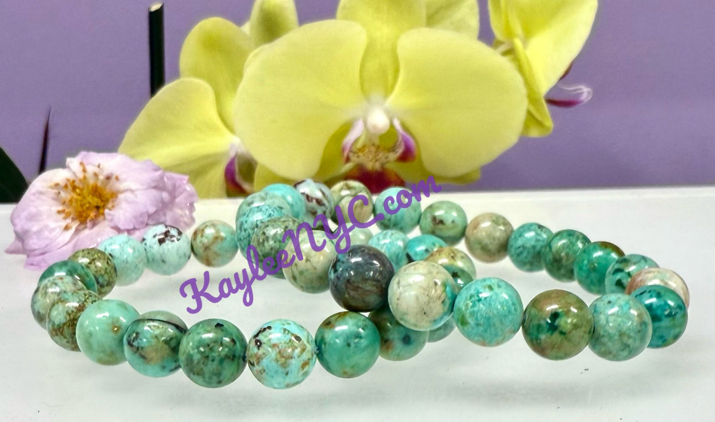 6 Pcs Natural Turquoise 10mm 8” Crystal Healing Stretch Bracelet