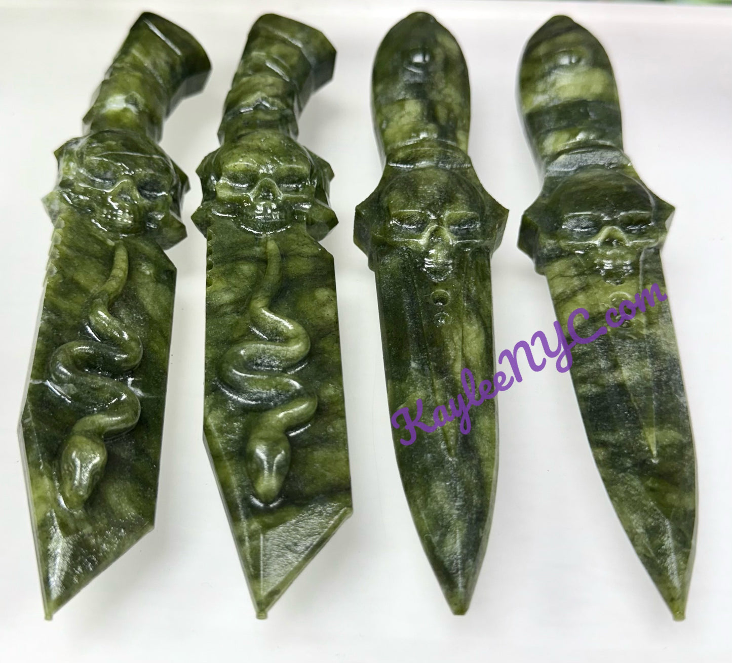 Wholesale Lot 4 pcs Natural Nephrite Jade Knife Crystals Healing Energy
