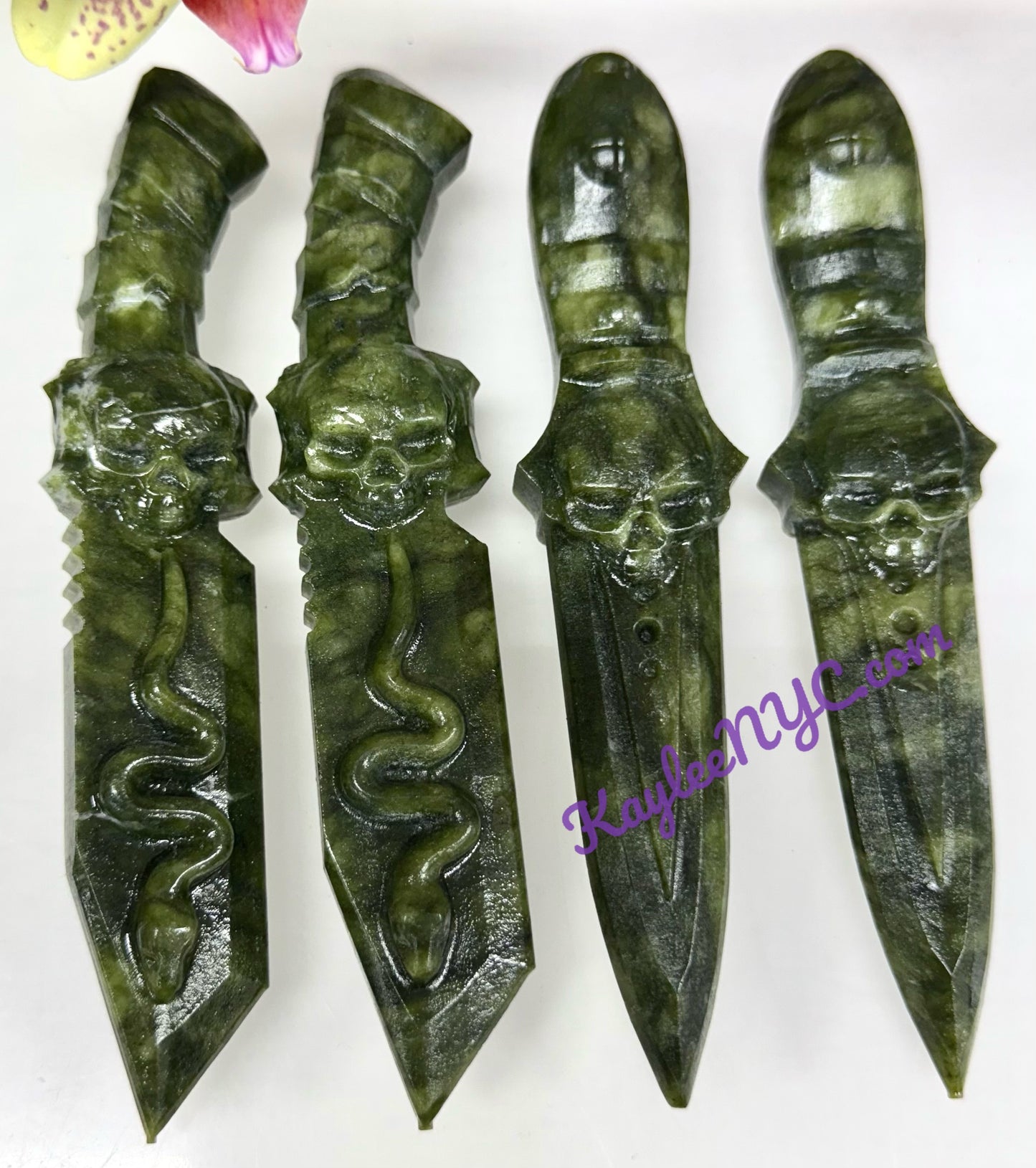 Wholesale Lot 4 pcs Natural Nephrite Jade Knife Crystals Healing Energy