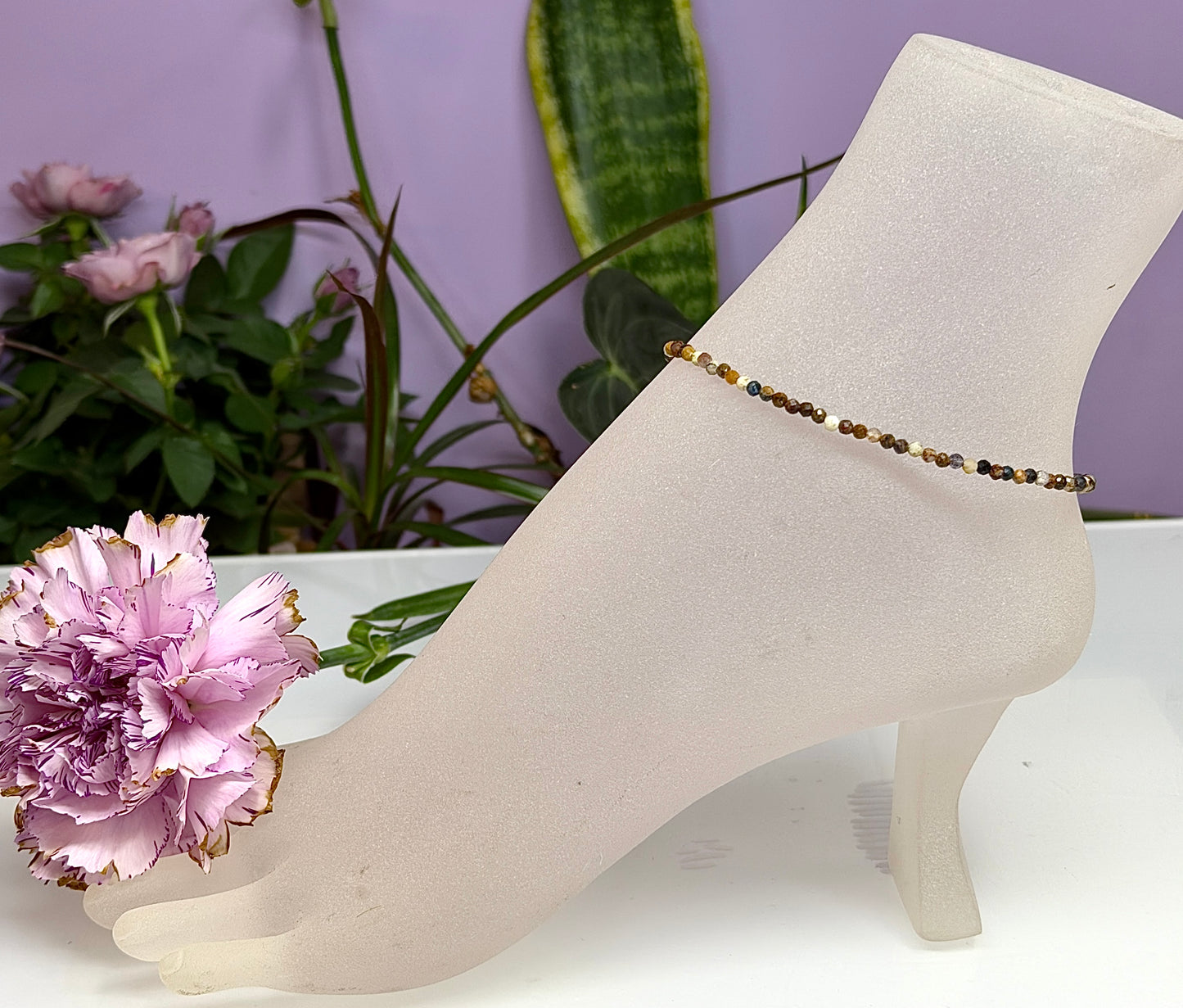 6 PCs 2mm Natural Pietersite Anklet