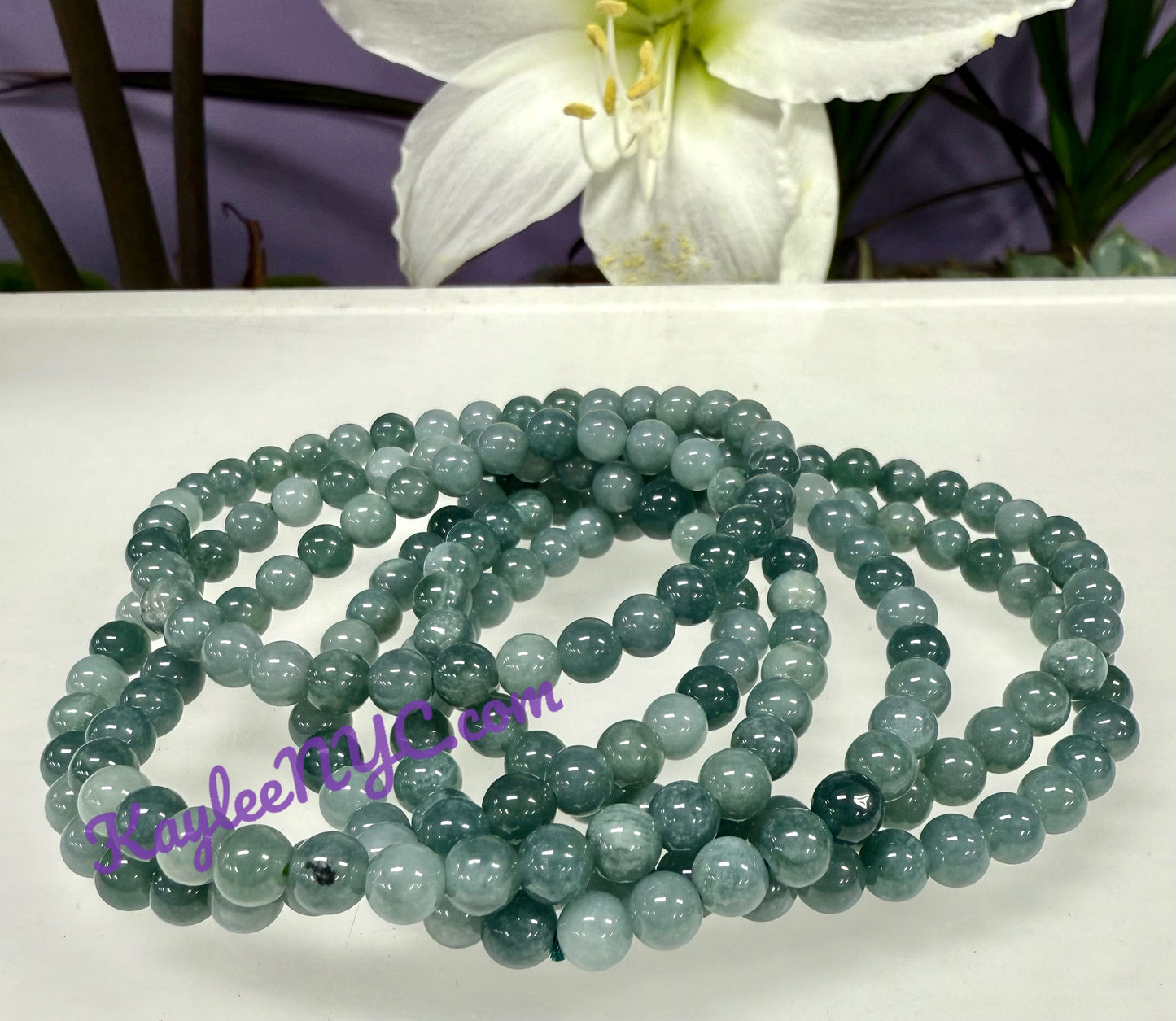 Wholesale 6 Pcs Natural Jade 5.5mm 7.5” Crystal Healing Stretch Bracelet