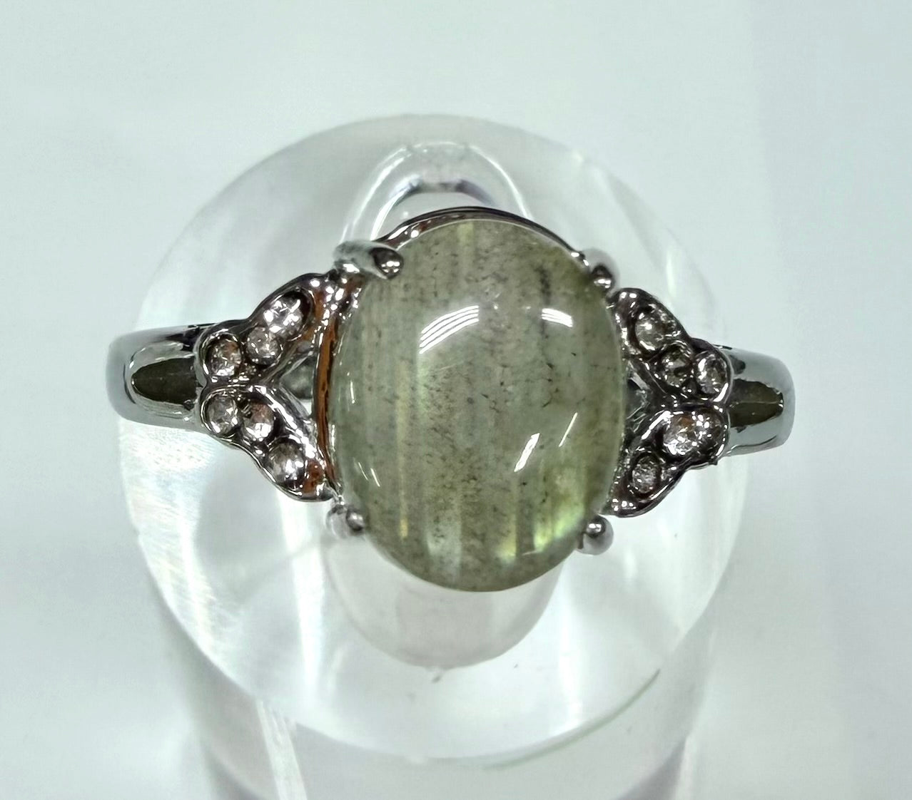 Wholesale Lot 7 pcs Natural Labradorite Stainless Steel Ring (316) 8x10mm