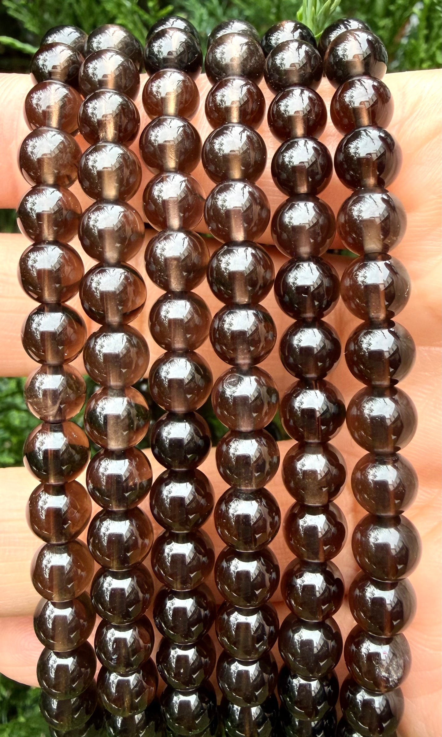 Wholesale 6 Pcs Natural Smoky Quartz 6mm 7.5” Crystal Healing Stretch Bracelet