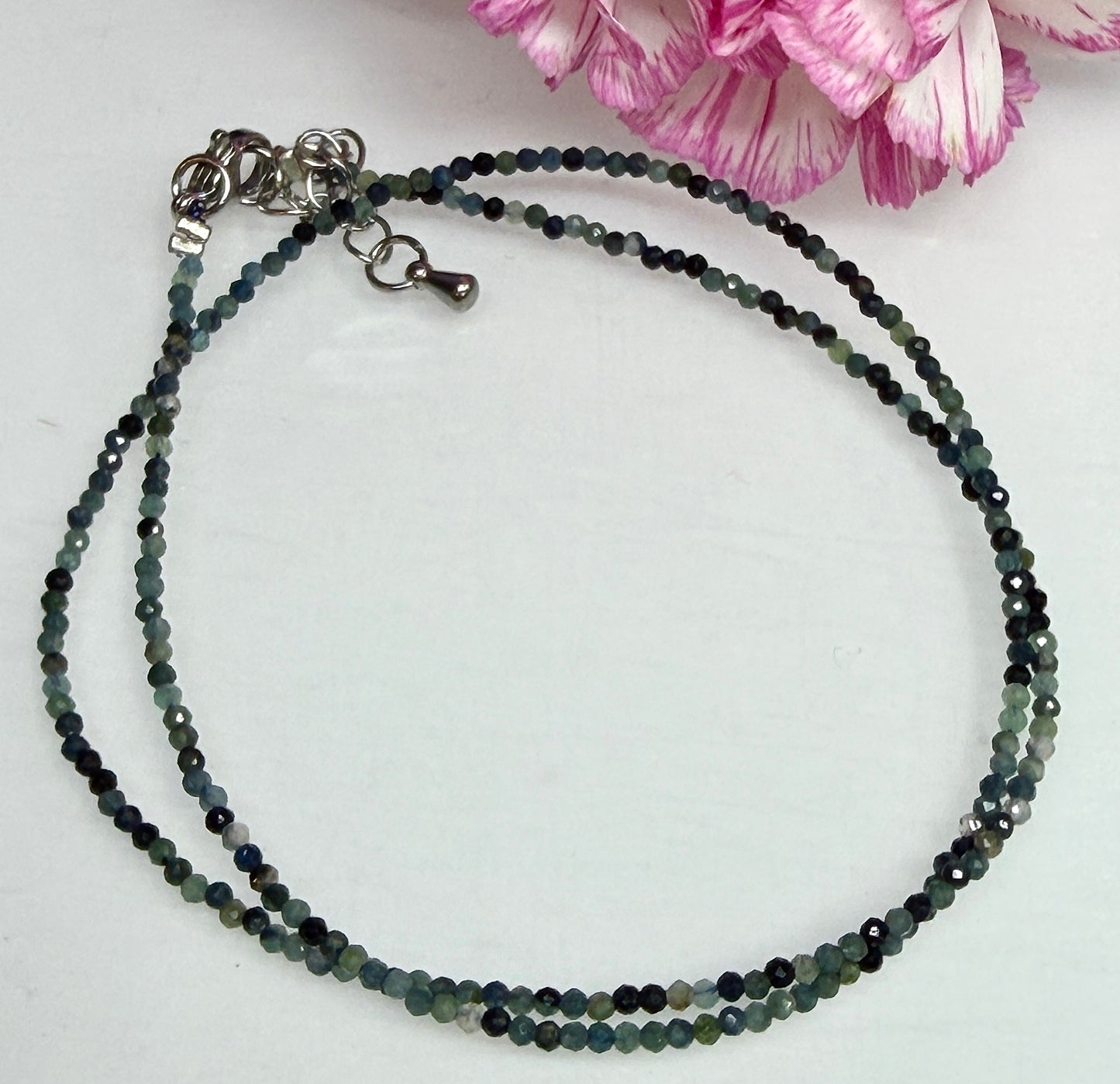 6 PCs 2mm Natural Blue Tourmaline Necklaces