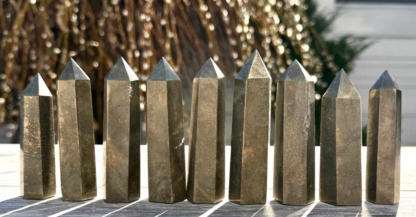 Wholesale Lot 2 Lbs Natural Pyrite Tower Obelisk Point Crystal Energy