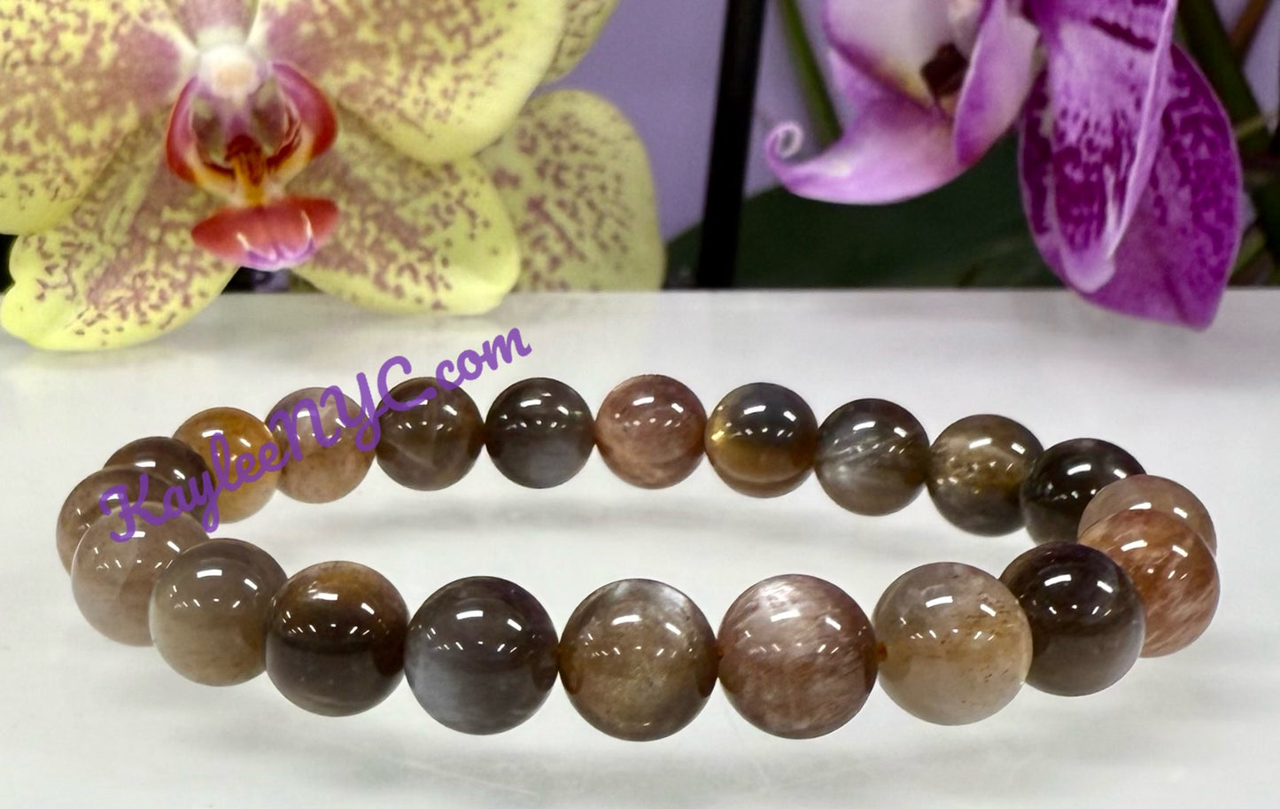 Wholesale Lot 6 Pcs Natural Black Moonstone 10mm 8” Stretch Bracelet