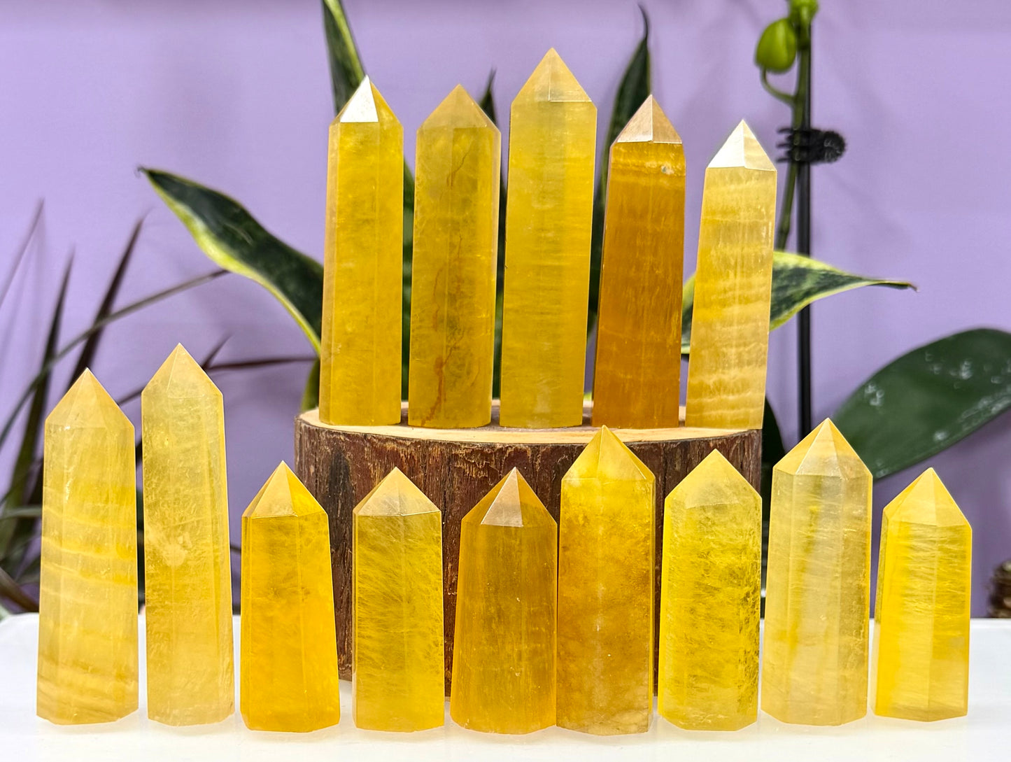 Wholesale Lot 2 lbs Yellow Fluorite Obelisk Tower Point Crystal Natural Energy