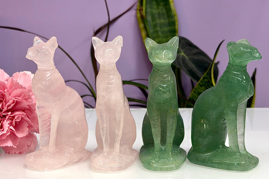 4 PC Mixed Natural Crystals Sphynx Cat Healing Energy