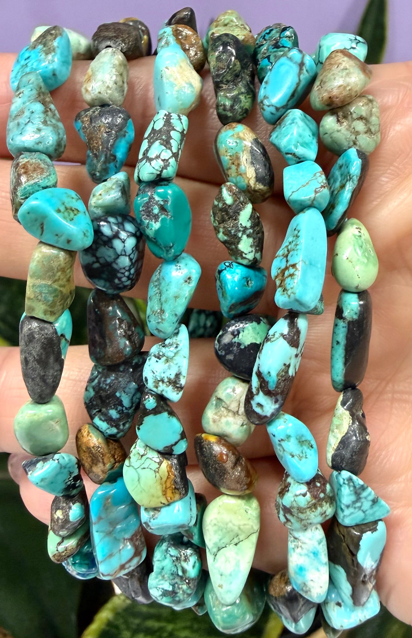 Wholesale 6 Pcs ~7mm TurquoiseCrystal tumble Stretch Bracelet 7.5”