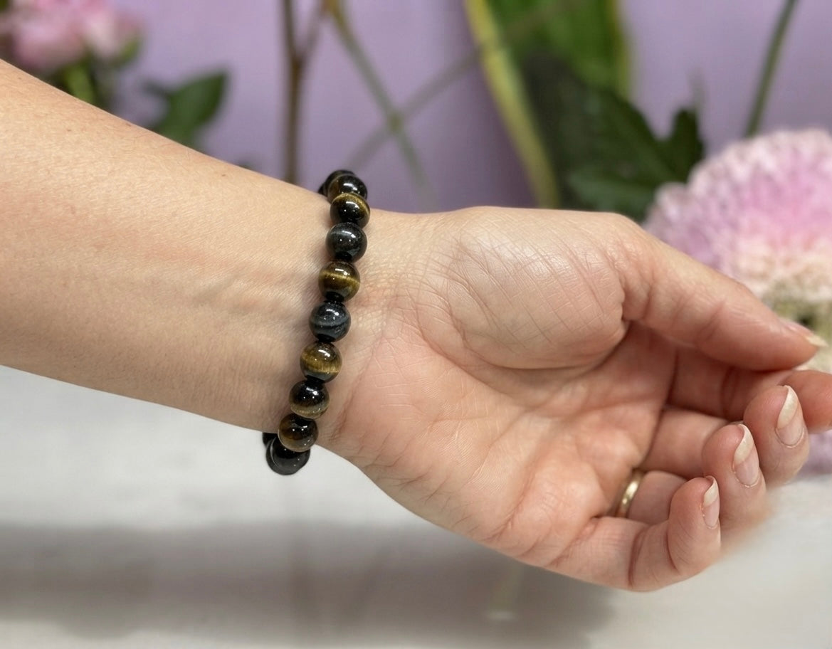 Wholesale Lot 6 Pcs Natural Blue Tiger Eye 10mm 8” Stretch Bracelet