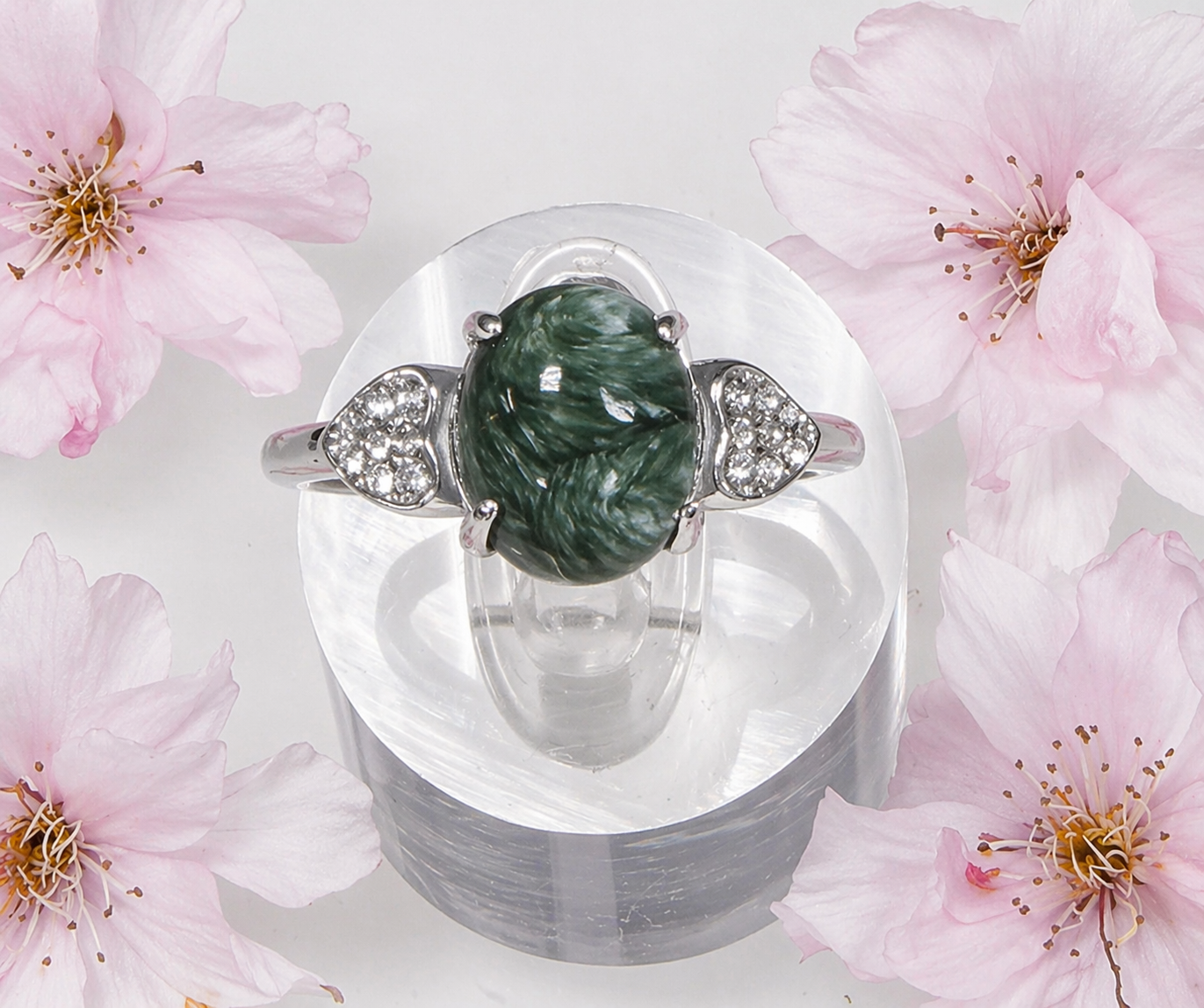 Wholesale Lot 7 pcs Natural Seraphinite Stainless Steel Ring 8x10mm